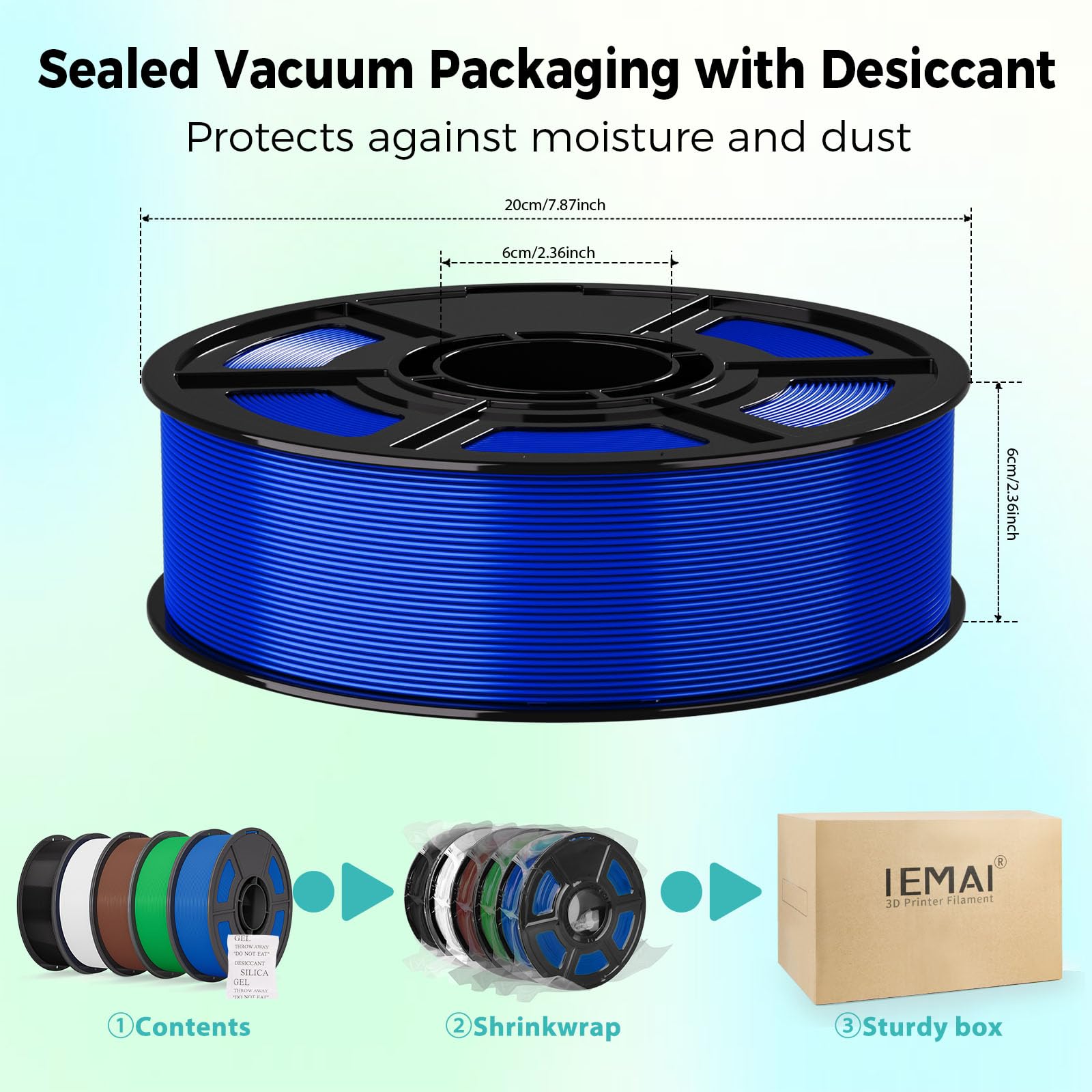 IEMAI ASA filament ASA 1,75 mm 5 kg, do drukarki 3D, zestaw wielokolorowy, czarny/biały/brązowy/zielony/niebieski, odporny na promieniowanie UV, odporny na wysokie temperatury, dokładność pomiaru +