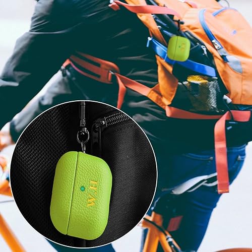 Miniatura 5 de Funda de cuero con iniciales personalizadas para Apple Airpods Pro de 2 generación, funda vegana de lujo con llavero con nombre personalizado en