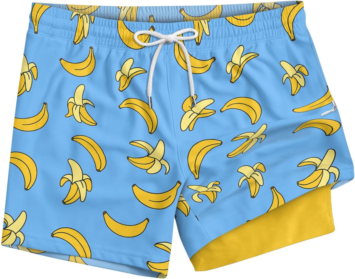HUNTFAMI Men's Swim Trunks Board Quick Dry 7 Inch Beach Shorts Compression Liner Bathing Suit