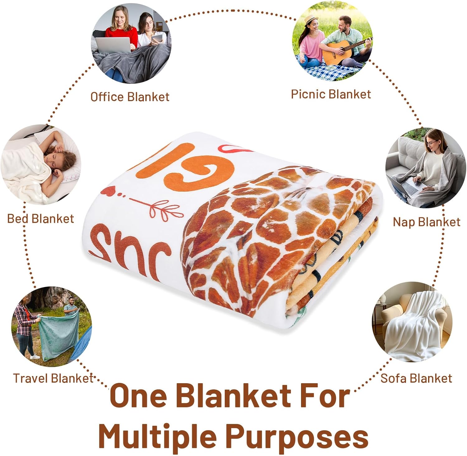 Giraffe Gifts Blanket for Giraffe Lovers Women Mom Girls Kids Cute Funny Themed Decor Bedroom Living Room Home Plush Flannel Throws Presents Kids Adults Birthday Christmas Valentine 50" x 60" - Image 7