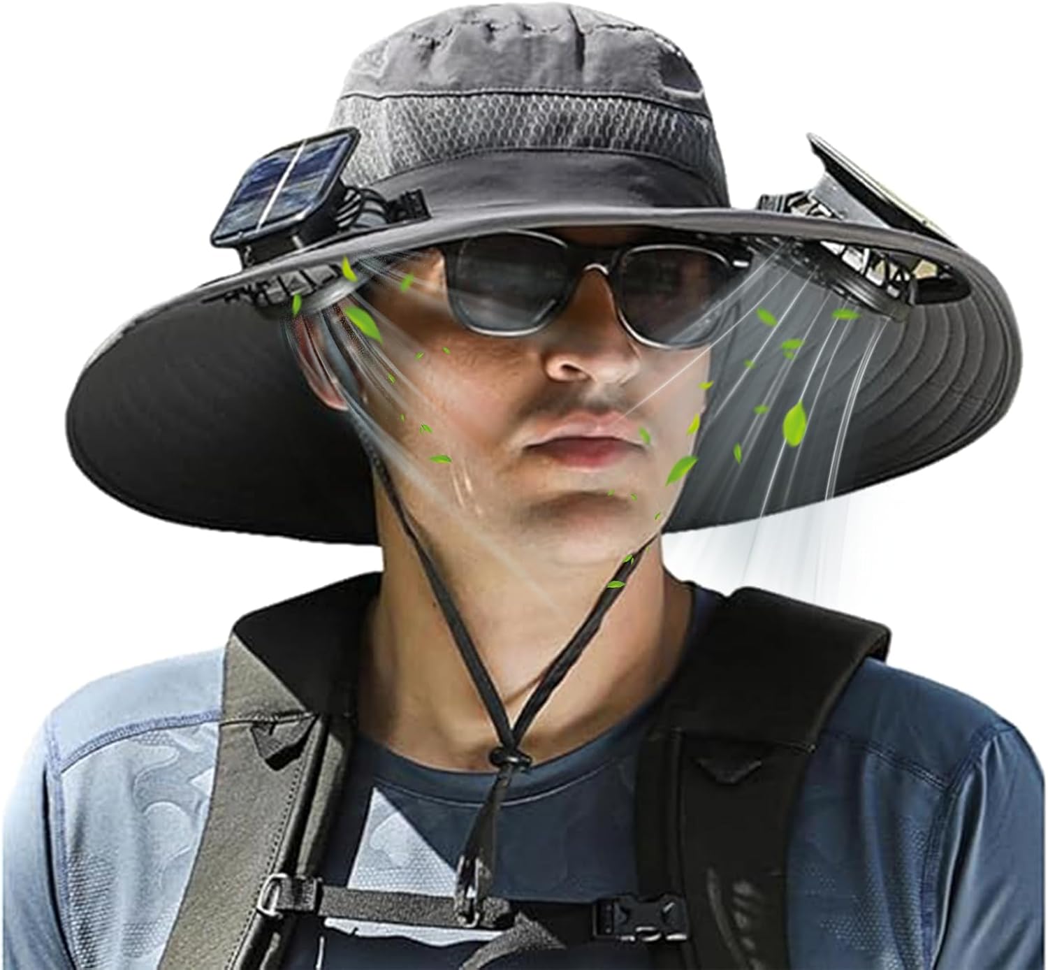 Sombrero Con Ventilador Solar, Solar Fan Hat,Wide Brim Sun Hat with 2 Detachable, for Outdoor Fishing,Hiking Gardening
