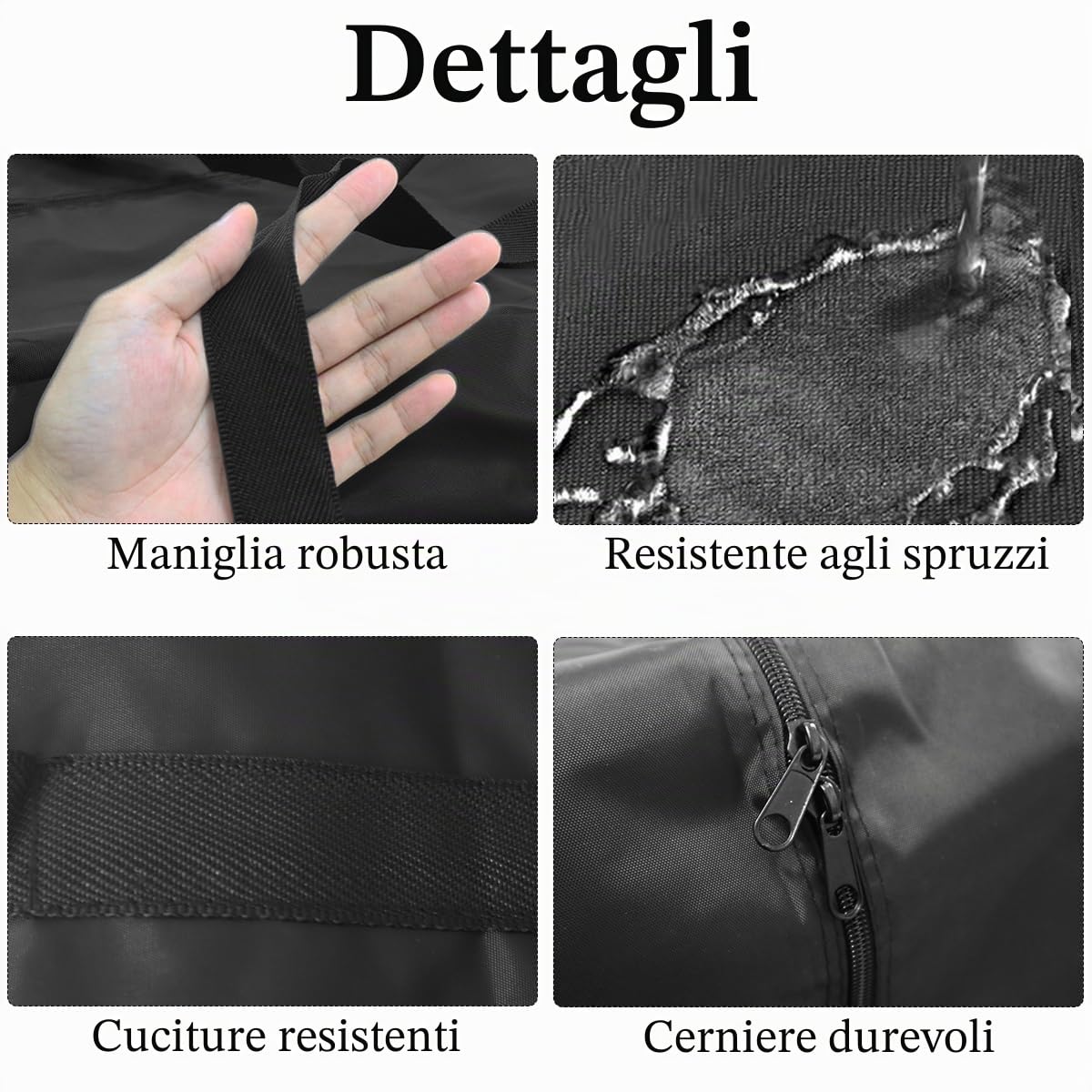 Borse Stoccaggio 160L 90x55x33Cm XXL Borsa Porta Cuscini da Esterno Nero