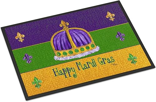 Caroline's Treasures 8385JMAT Mardi Gras - Tapete para interiores o exteriores, 24 x 36 pulgadas, 36 pulgadas de largo x 24 pulgadas de ancho,