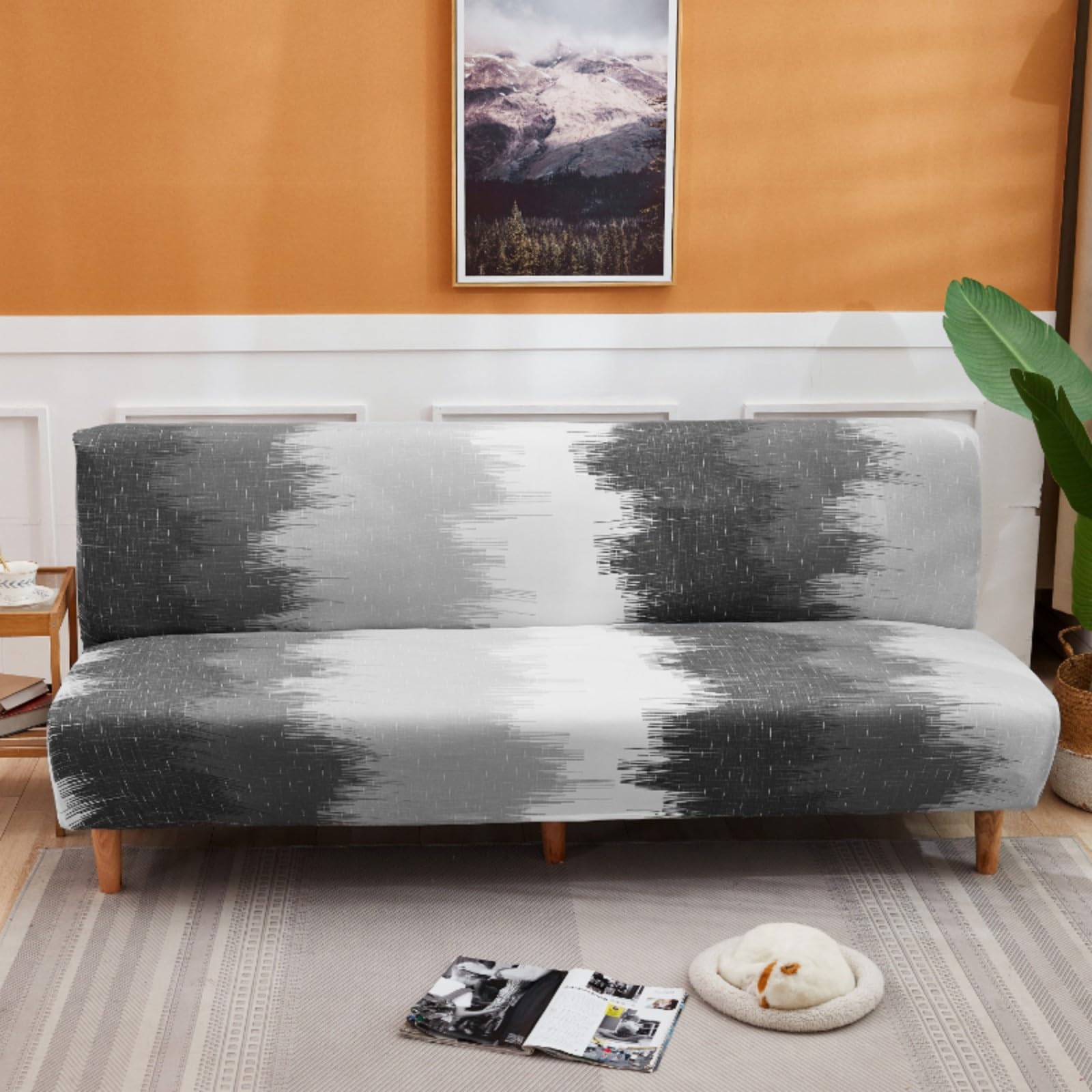boiszeda Armless Sofa Bed Cover, Spandex Stretch Futon Slipcover(160-190cm)