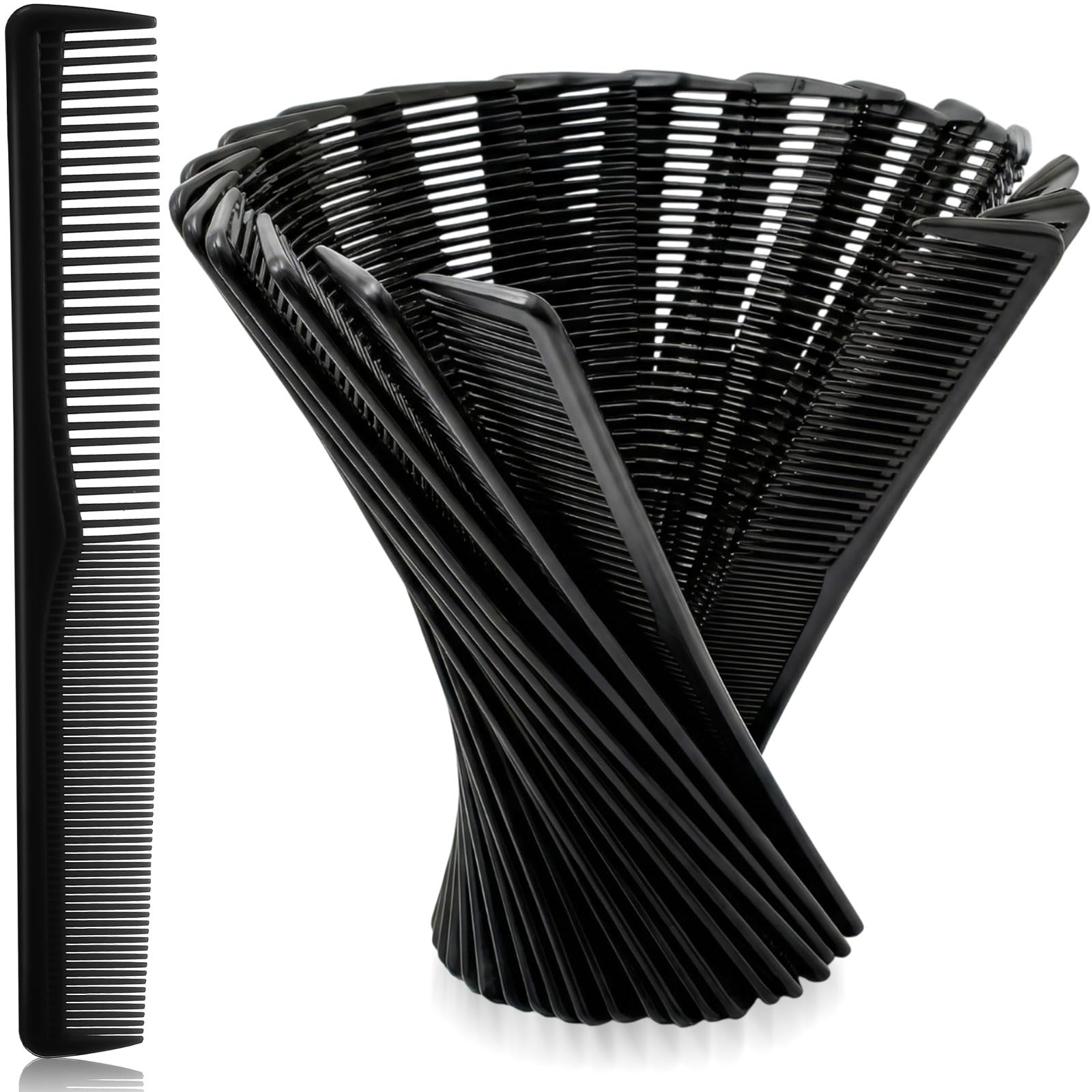 Hestya 36 Pack Hair Comb Bulk 7 Inch Carbon Fiber Cutting Comb All Purpose for Men Women Plastic Hairdressing Styling for Salon or Hotel Hair Care, Black