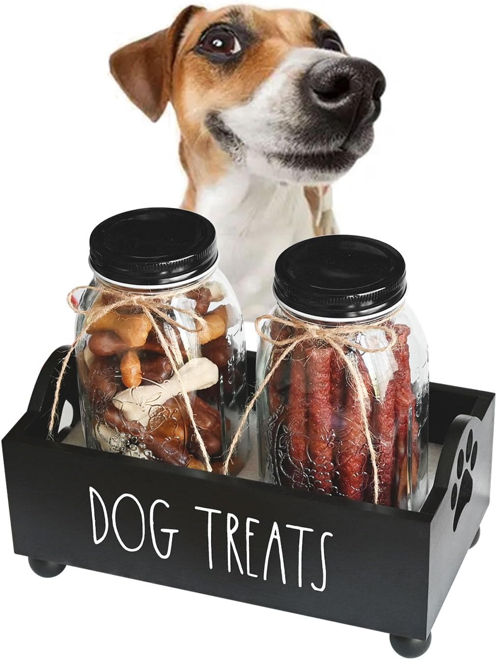 Pet Supplies Dog Treat Container, Pet Treat Holder with Glass Jars