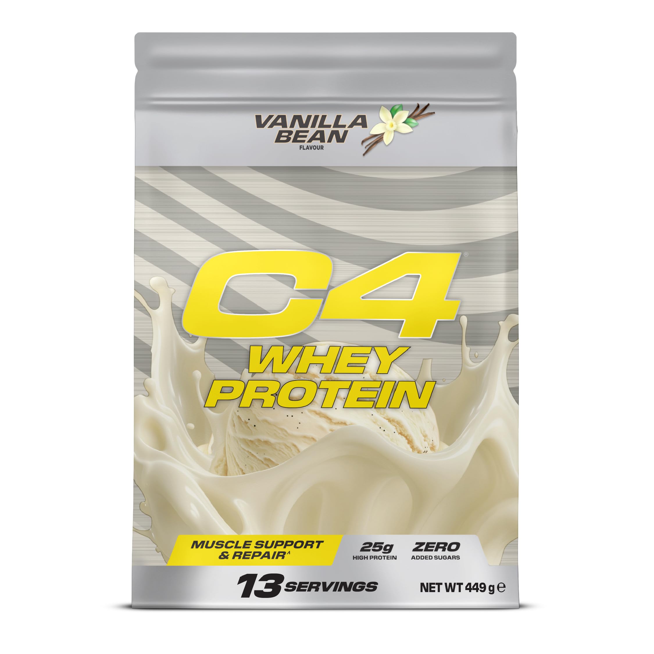 Cellucor C4 Whey Protein Powder, Vanilla Bean, 25g Protein, Low Sugar, Post-Workout Recovery, 13 Servings