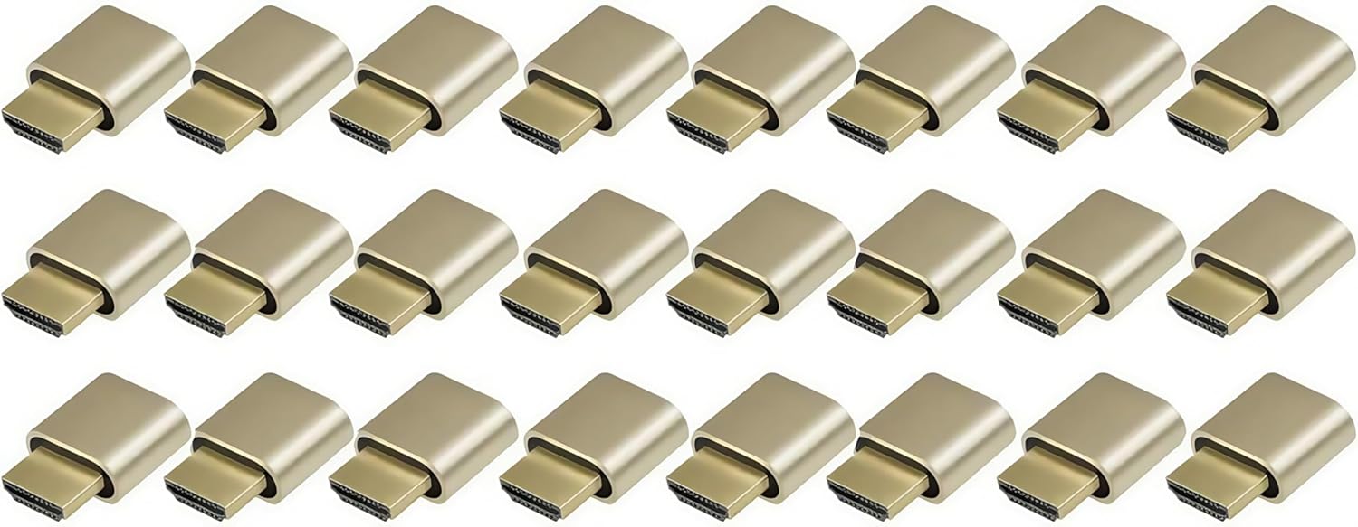 4K 2K 1080P 30Hz to 60Hz Support HDMI Display Emulator, 12 Pack Gold Color