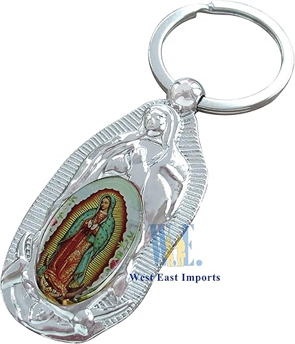 Miniatura 6 de WE Llavero con texto en inglés «Our Lady of Guadalupe Recuerdos de Bautizo» (12 unidades), Blanco Rojo Plata