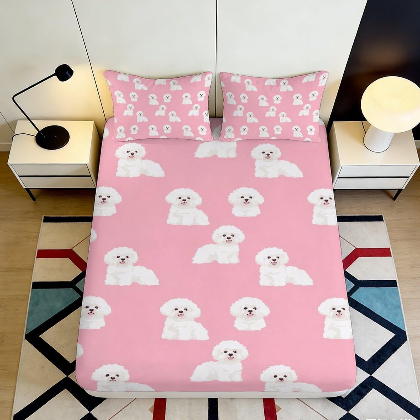 3D Printed Snowman Fitted Sheet Microfiber Deep Pocket Non-Slip Full Wrap Bedroom Bedding Mattress Fitted Cover 160x200x25cm