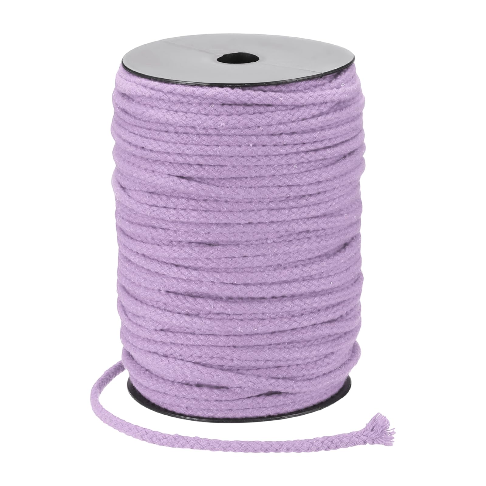 sourcing map Macrame Cord 5mm x 90m Handmade Natural Cotton Rope, 8 Strand Twisted Braided Rope Cord for Plant Hanger Wall Hanging Dream Catcher Crafts Home Decoration, Light Purple