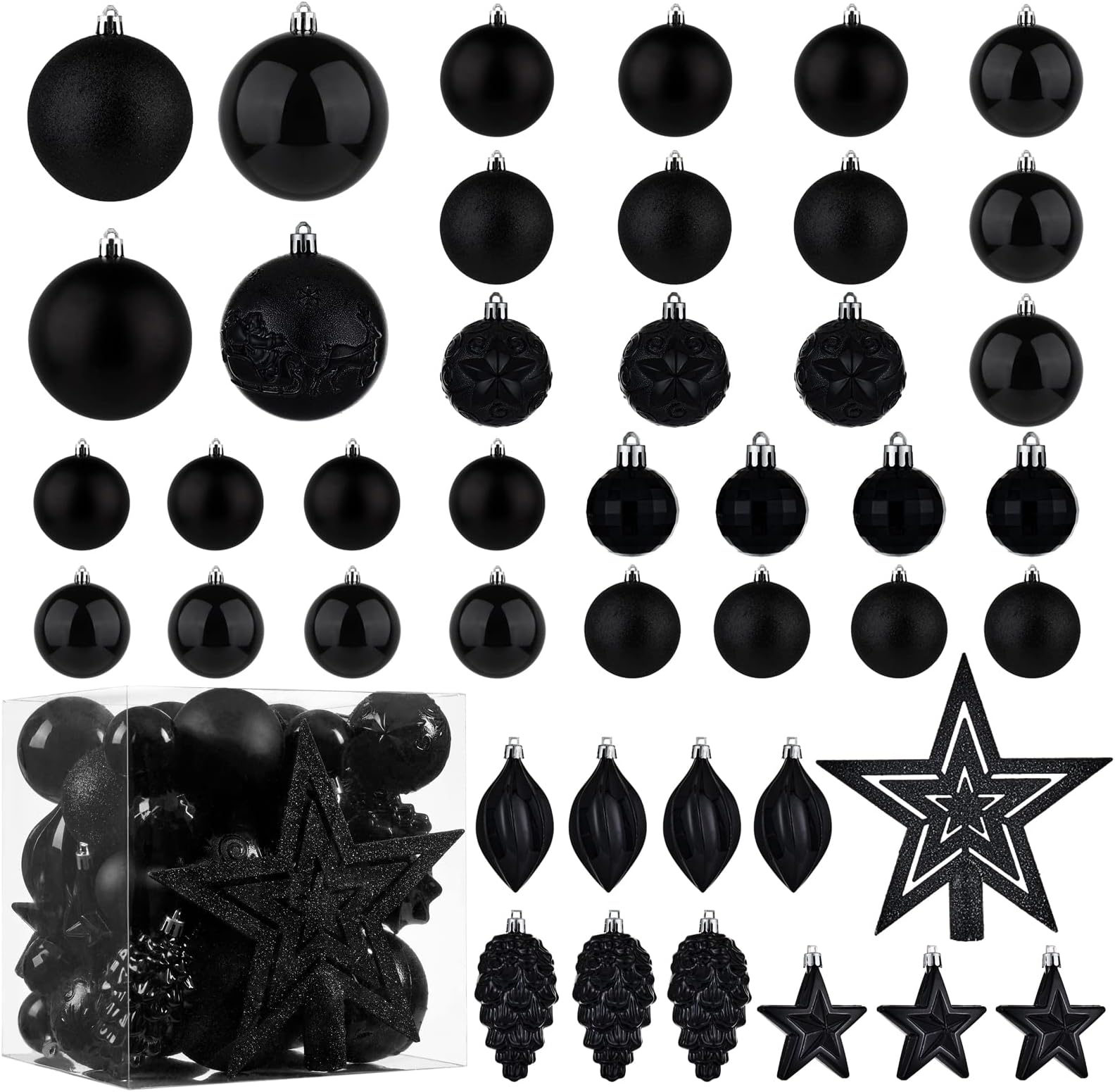 Amazon.com: PREXTEX Black Christmas Tree Ornaments - 36-Piece ...