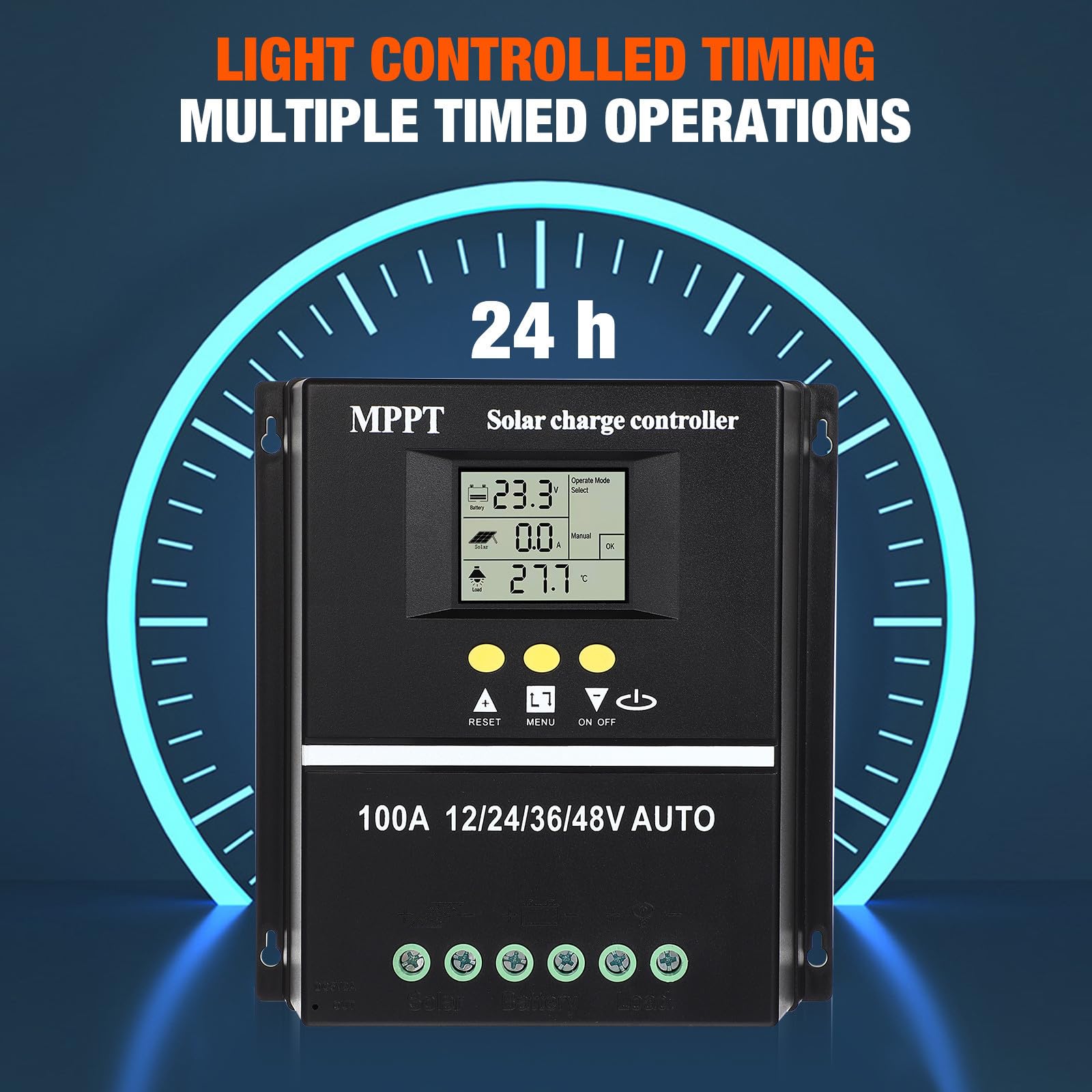 Controlador de Carga Solar Negro 100a Mppt 12v 24v 36v 48v