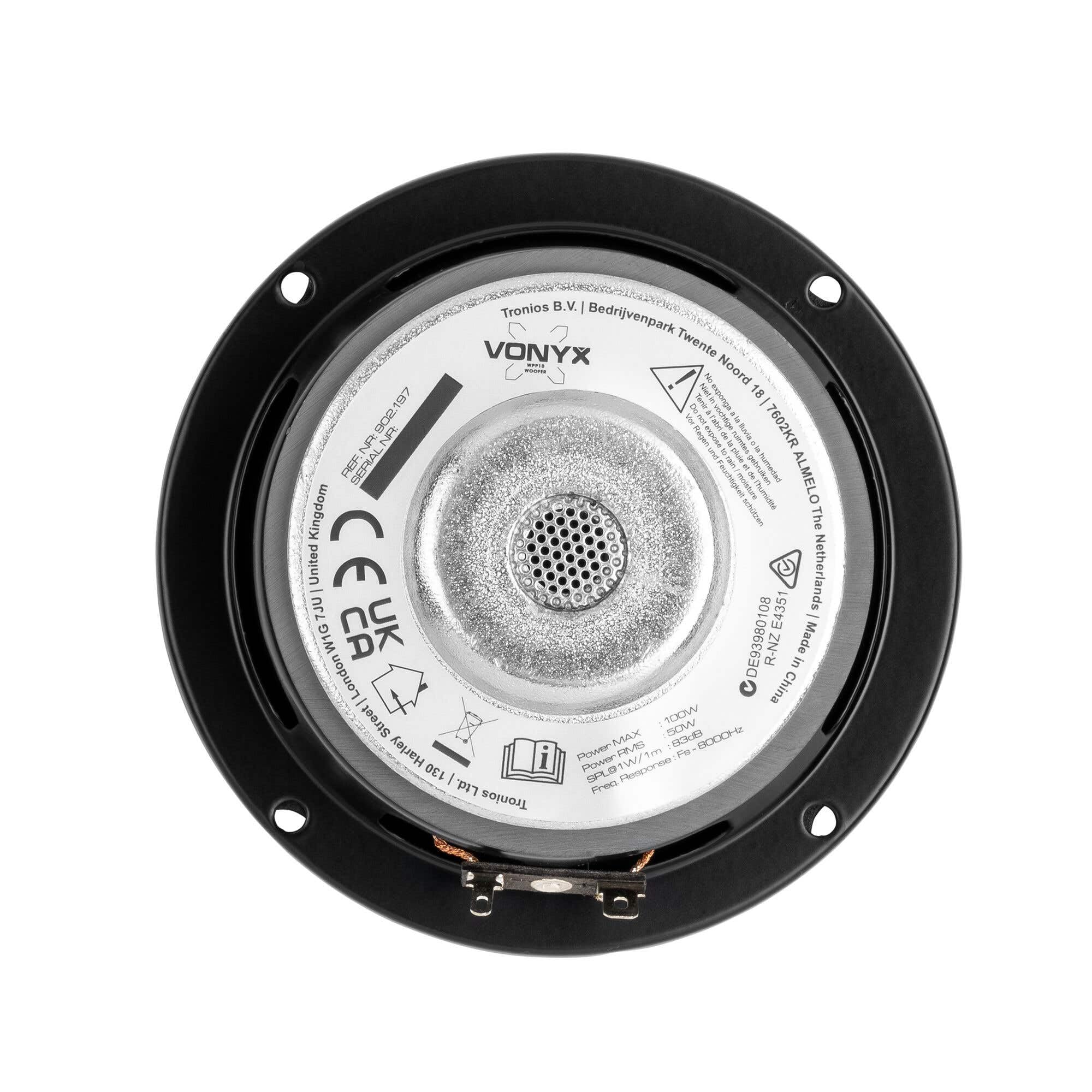 VONYX WPP10 Woofer pour Enceinte, 10 cm, 8 Ohms, Puissance 100 Watts, Membrane Polypropylène, Suspension Caoutchouc, Idéal pour Réparer Un Haut-Parleur ou Construire Votre Propre Enceinte