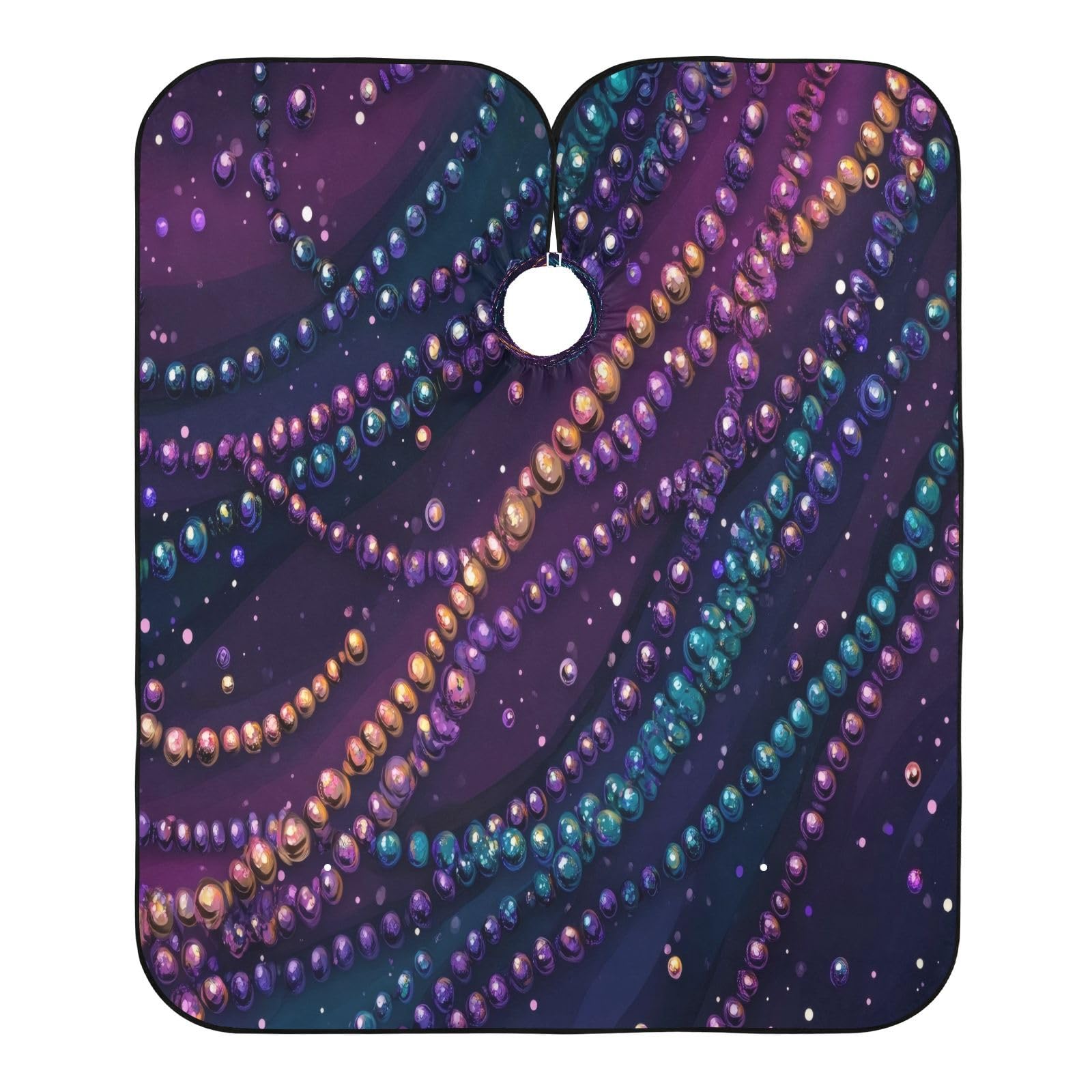 Burbuja Mardi Gras Bead Barber Cape, Hair Cutting Cape with Adjustable Neckline Waterproof Polyester Salon Barber Cape for Unisex Adult