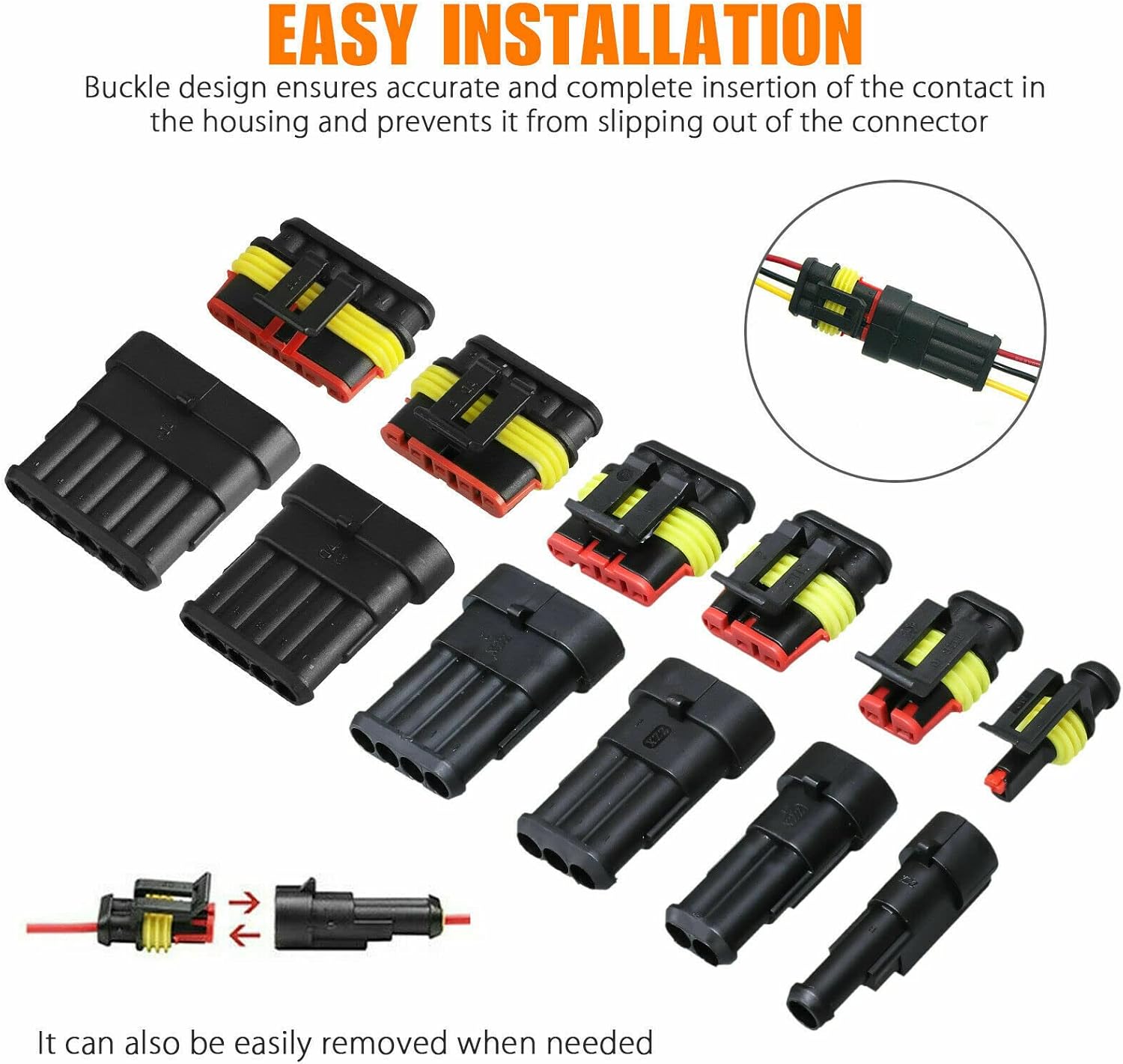 708PCS Automotive Electrical Connectors;Weather Pack Connectors Kit;1 2 3 4 5 6 Pin Waterproof Car Auto Electrical Wire Connector Plug Kit