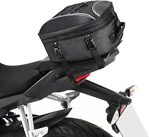 KEMIMOTO Motorcycle Tail Bag, 22L-34L Expandable Waterproof Rear Seat Bag with Rain Cover