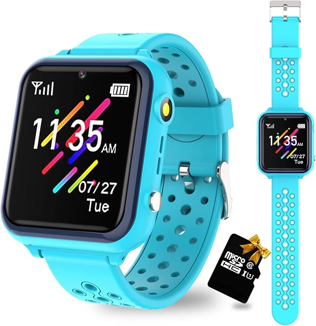 Retysaz Kids Smart Watch 16 Game Smart Watch for kids Phone Fashion Smartwatches for Children 3-14 Great Gifts To Girls Boys Electronic Learning Toys (Blue)