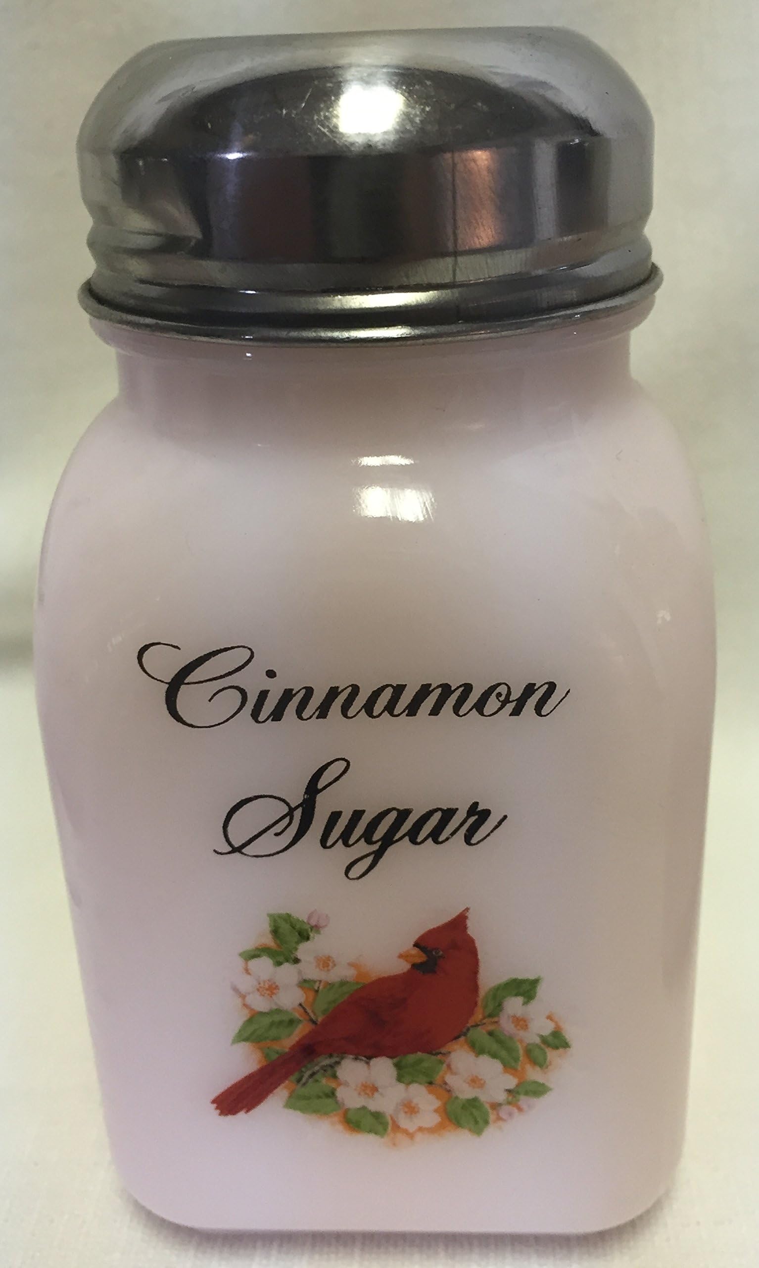 Spice Jar - Square Stove Top Shaker - Crown Tuscan Decaled - Rosso Exclusive - American Made - Mosser Glass USA (Cardinal w/Cinnamon Sugar)
