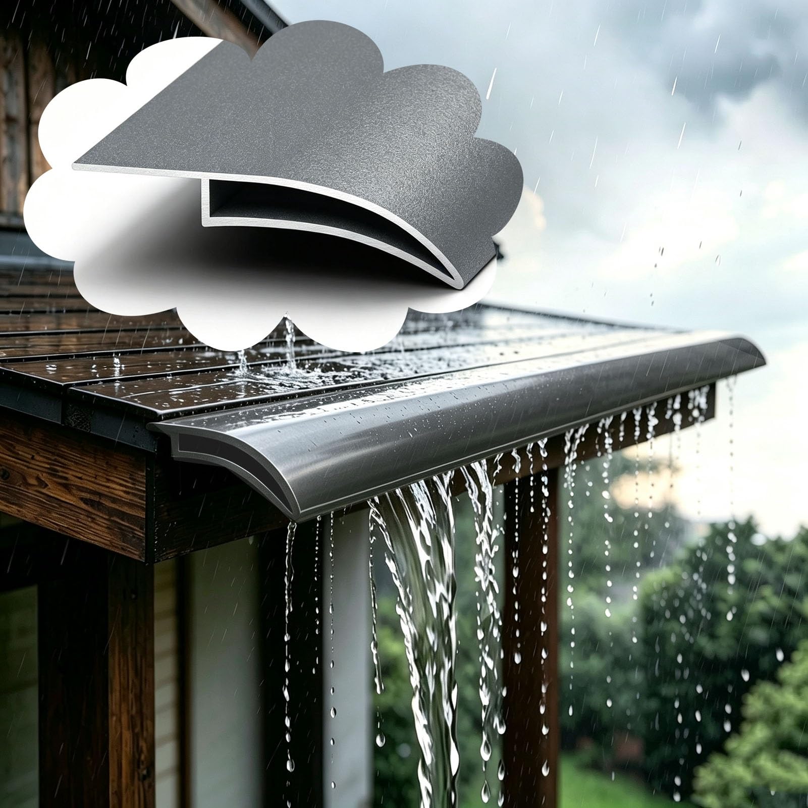 Blazea Gray Hawk-Beak Roof Eaves Drip Line Metal Paintable, Weatherproof Protection