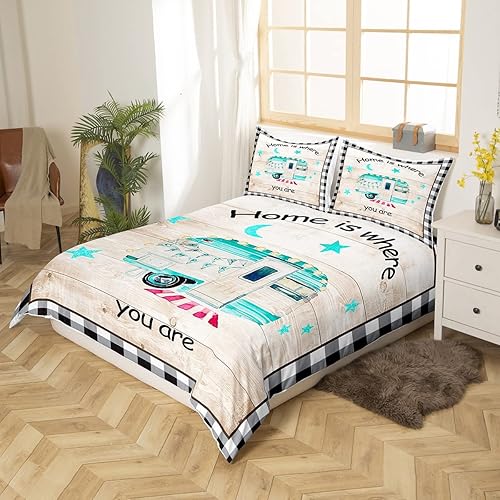 Miniatura 2 de Feelyou Funda de edredón para cámper, tamaño Queen, funda de edredón de camping feliz, juego de ropa de cama para camping, automóvil, funda de