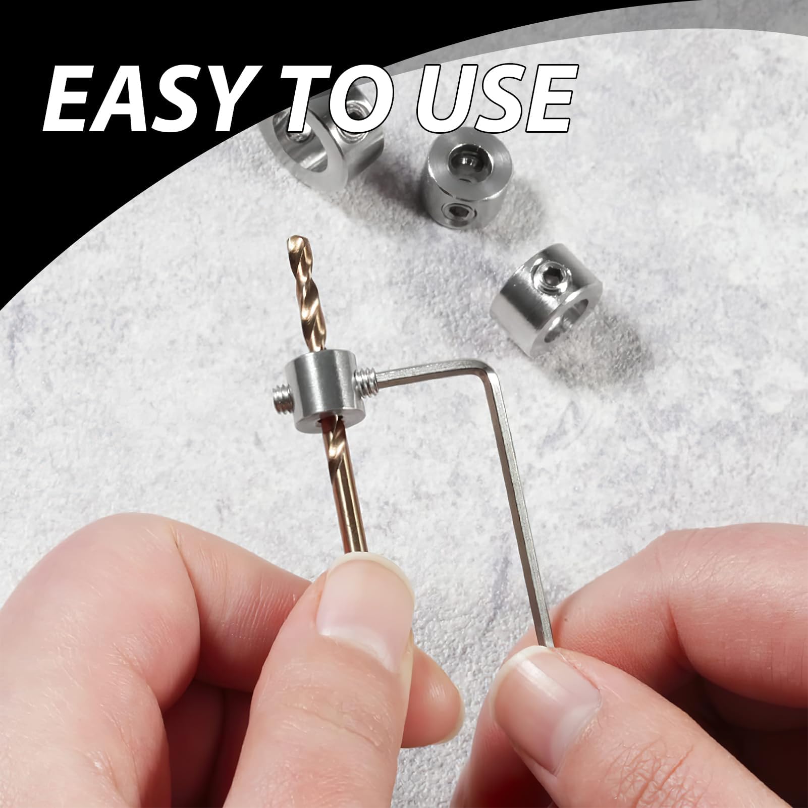 8PCS Stop di Profondità Trapano, Fermi di Profondità per Trapano in Acciaio Inossidabile con Chiave Esagonale, Controllo Preciso Della Profondità di Foratura (ID: 3-10mm)