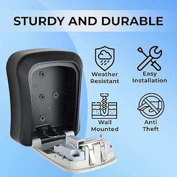 XShield 4-digit Combination Key Safe | Wall-mount Lock Box | Weatherproof & Heavy-duty | Large Capacity For Keys & Access Cards | Outdoor Security Lockbox For Home & Business