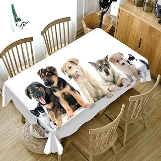 SMLXVHN Tovaglia con Stampa Animalier Cane E Gatto,Tovaglie Tavola Rettangolare,3D Stampa Tavolo in Tessuto,Household Cucina Picnic,Giardino Tovaglie All'Aperto 140X220cm