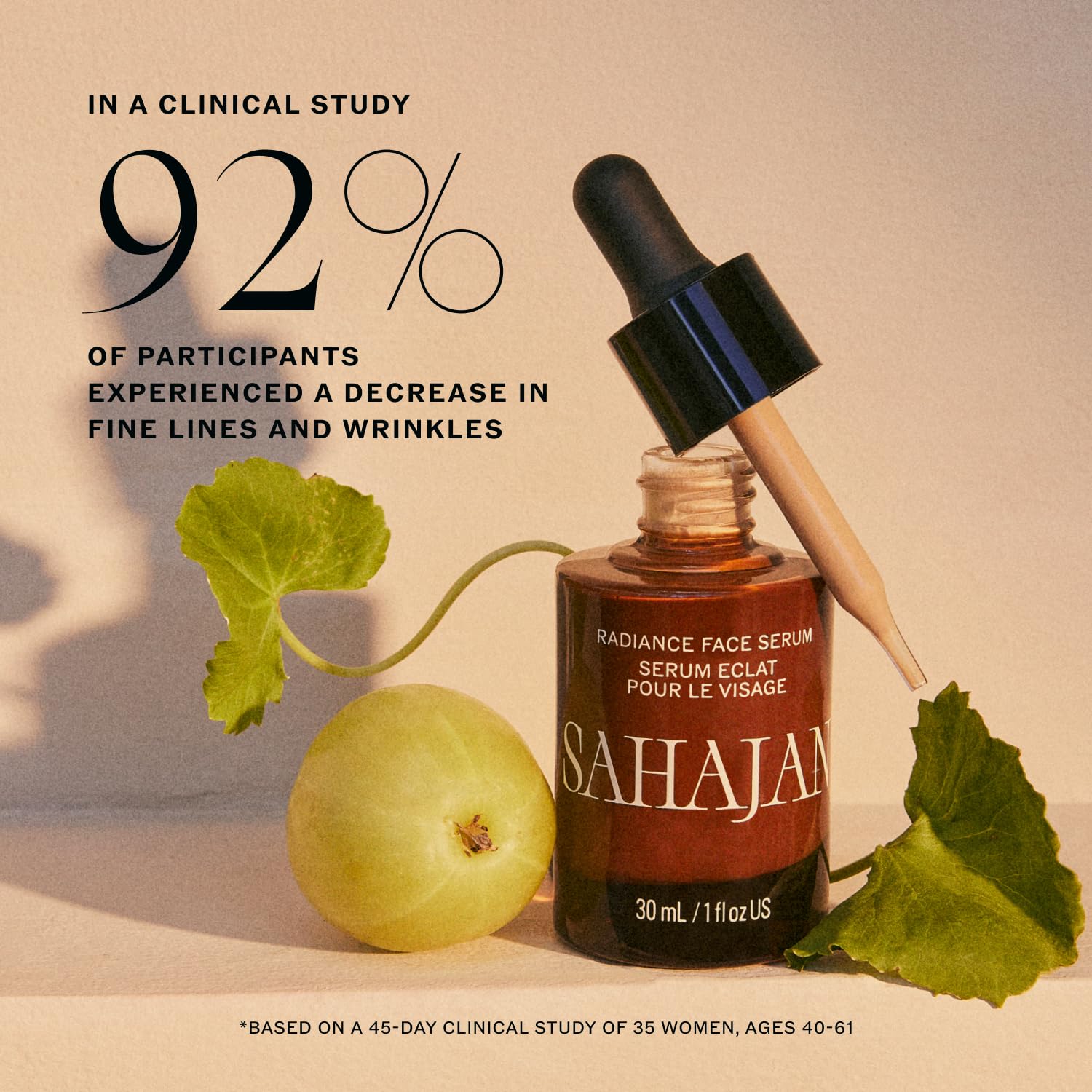 Sahajan Radiance Vitamin C Face Serum with Centella + Hyaluronic Acid | Clinically-Proven Clean Ayurvedic Anti-Aging Facial Serum | All Skin Types | Fine Lines & Wrinkles | 1 fl oz - Image 5