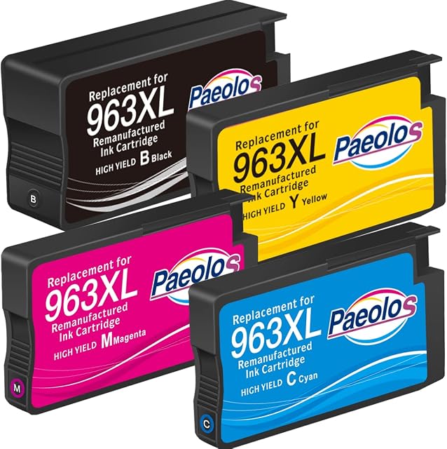 963XL Ink Cartridges Multipack for HP 963 Ink Cartridges Updated Chip for HP OfficeJet Pro 9010 9012 9013 9014 9015 9016 9019 9020 9022 9025 Printer,BlackCyanMagentaYellow, 4-Pack