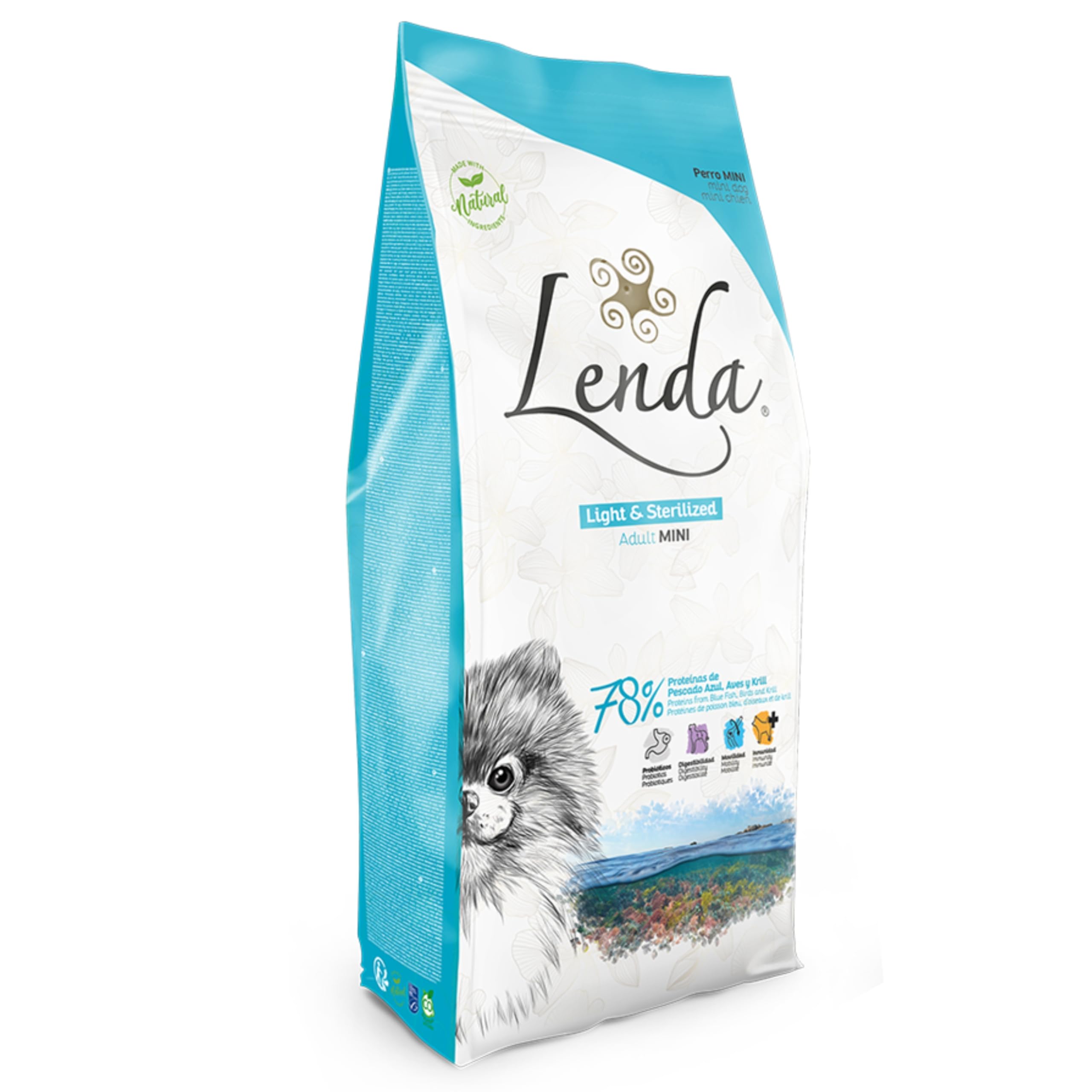 Lenda Mini Light & Sterilized 2KG - Pienso para Perros Adultos de Talla Mini | Pienso Bajo en Calorías |Perros Esterilizados o con Tendencia al Sobrepeso | Natural y SIN Cereales