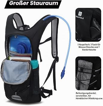 Hydration Backpack with Hydration Bladder 2 L BPA-Free Hydration Backpack 2 L with Reflectors Backpack with Hydration System Running Cycling & Camping Sports Backpack Bicycle Backpack