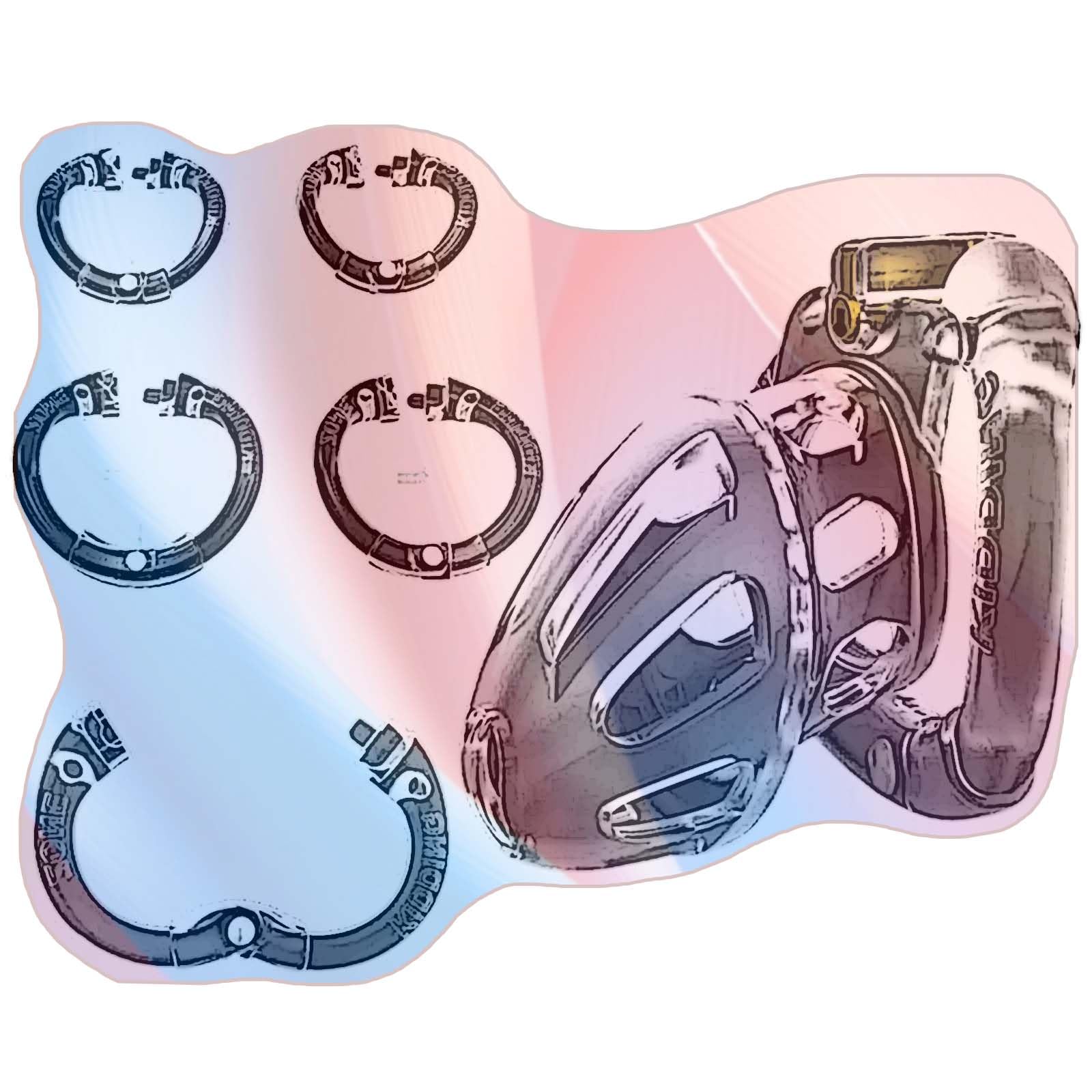 Accessorio di protezione per gabbia fitness maschile, design unico con anelli apribili in 4 misure e chiusura invisibile -A49IT02 (E：Trasparente, Lungo)