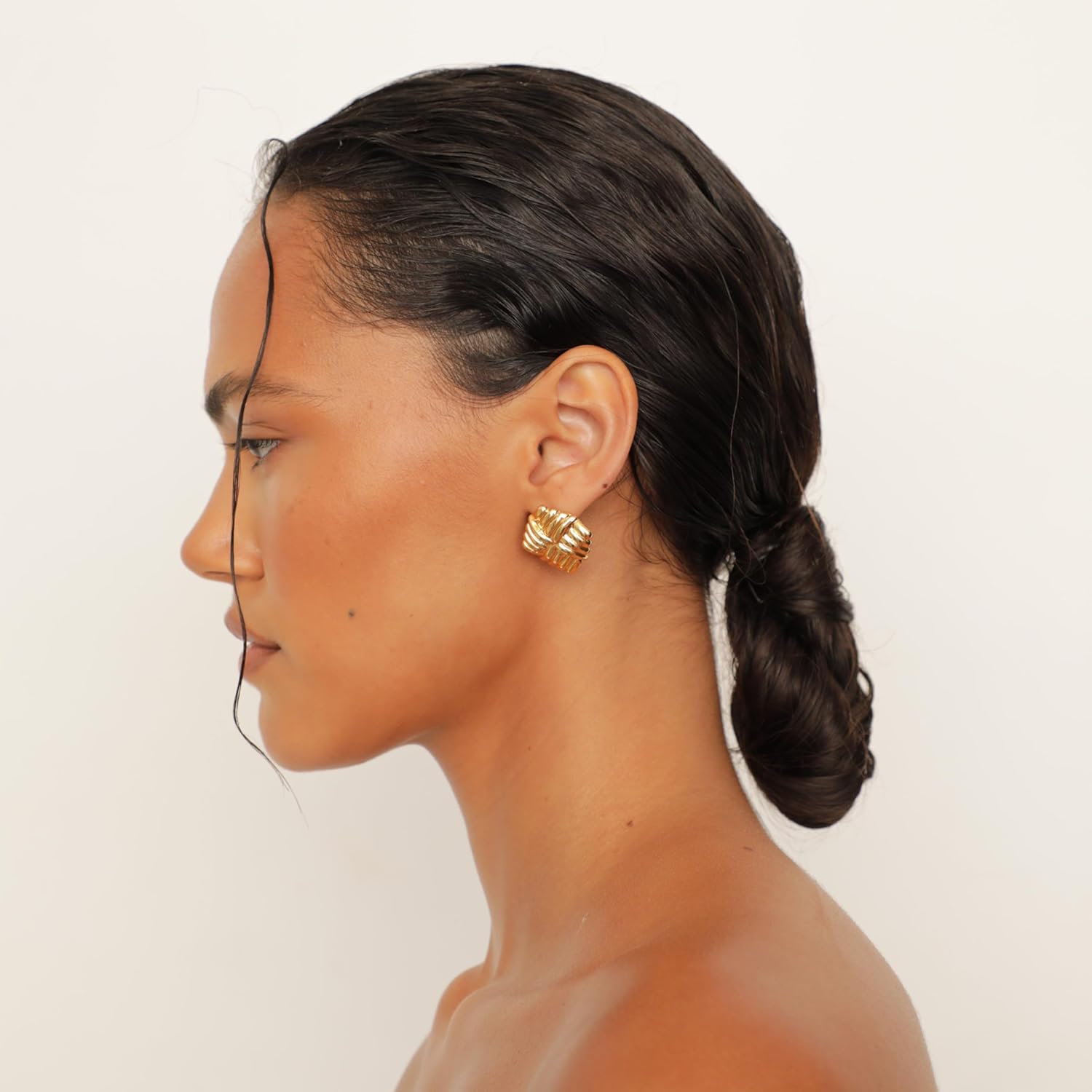 Wind Gold Statement Earrings – 18K Gold-Plated Sculptural Post and Back Earrings – Lightweight– Modern Abstract Design – Statement Jewelry by Heaven Mayhem - Image 2