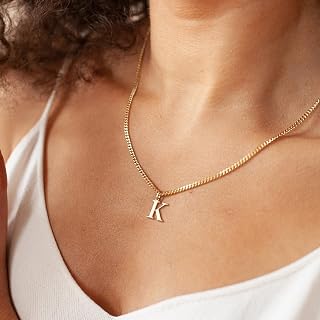 Initial Necklaces for Women, Gold Tone Letter A-Z Pendant Necklace Trendy Capital Monogram Necklace Dainty Name Pendant Choker Necklace for Women Jewelry Gifts