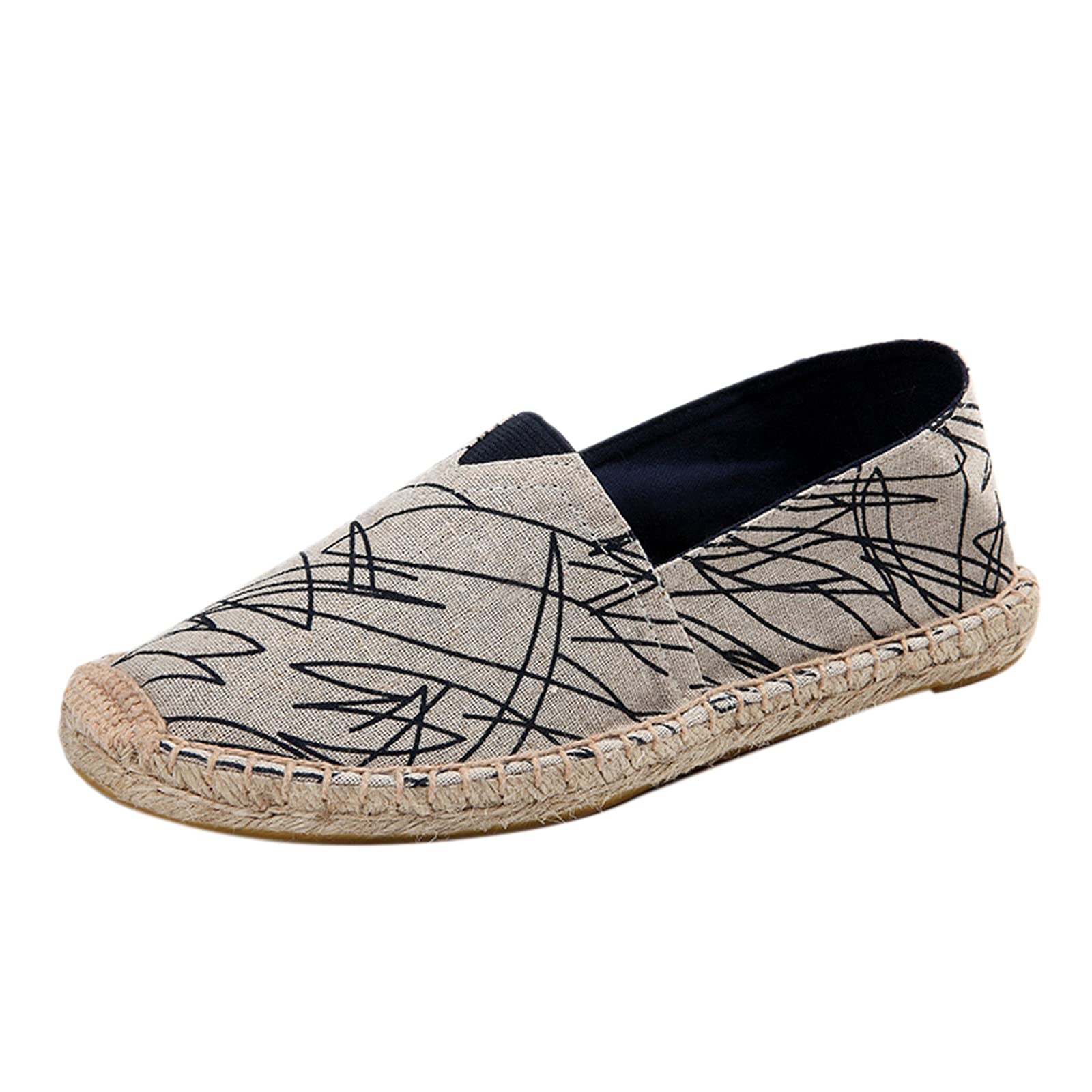 Flat Women Shoes Linen Canvas Slip On Sneakers Slip On Closed Style Loafers Convenient Striped Loafers Made Of Manual Linen