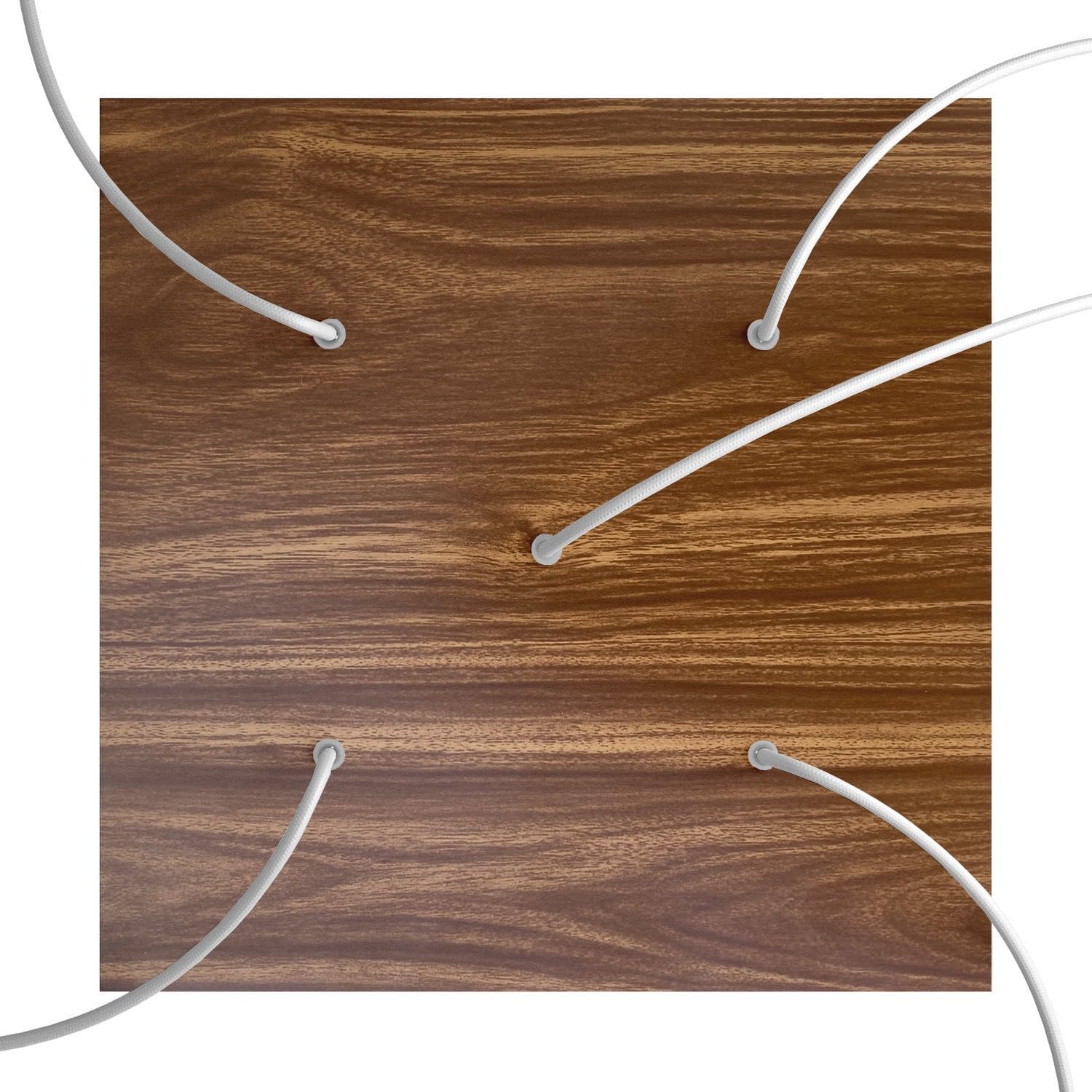 creative cables Rosone XXL quadrato nero linea Rose-One (serracavo conico, dibond legno, 5 fori e 4 fori laterali) – Per lampadari e sospensioni multiple