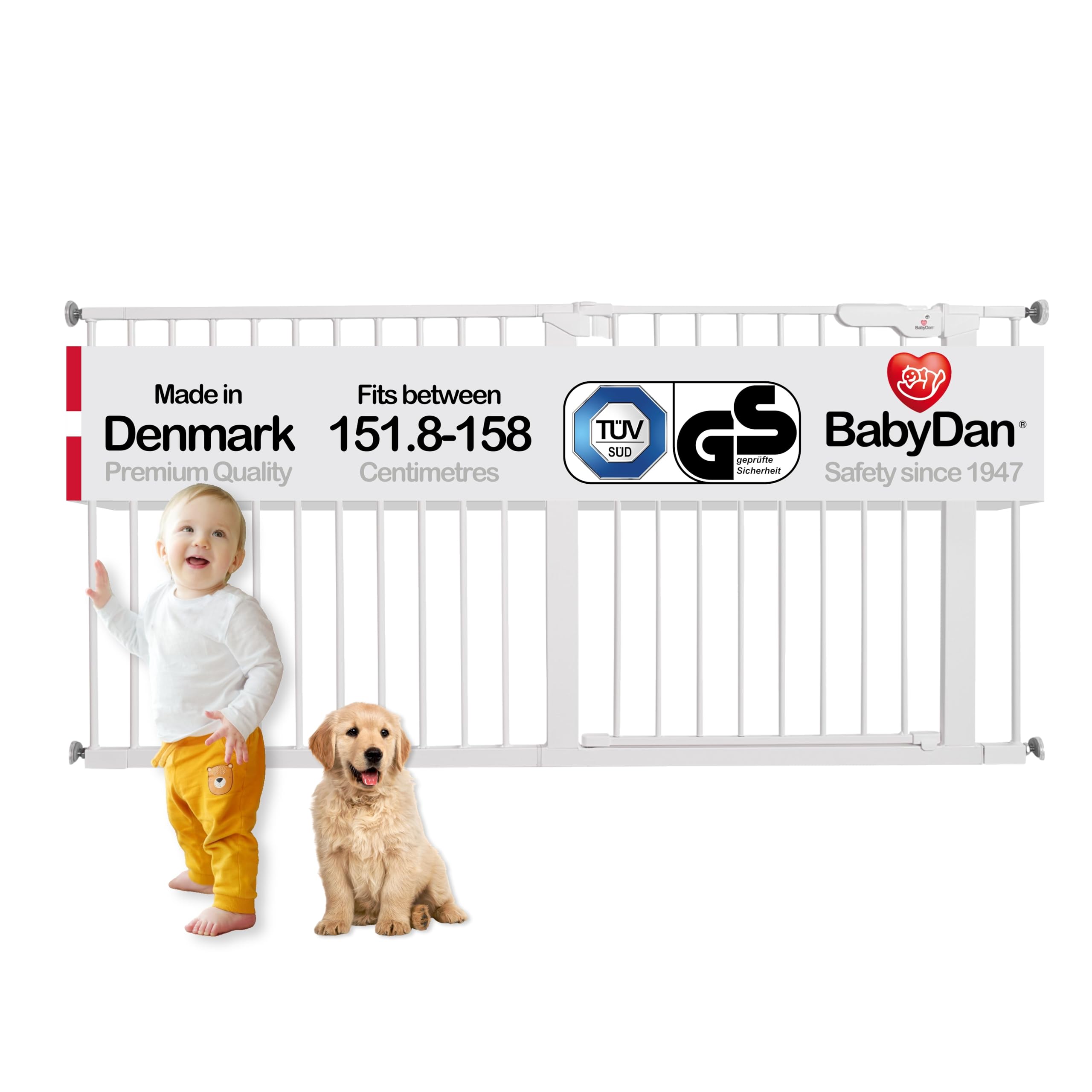 BabyDan Premier, Pressure Fit Stair Gate, 73.5-93.3 cm, Baby Gate/Safety Gate, Metal, White, Made in Denmark - (Pet Gate/Dog gate) — view 24
