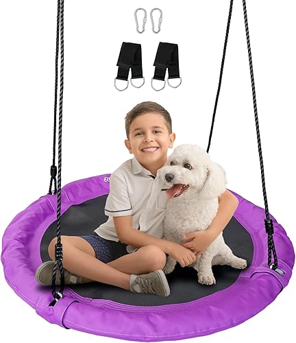 Columpio de platillo  Asiento de columpio de árbol de 40 pulgadas con tela Oxford impermeable 900D para niños y adultos  Capacidad de peso de 700