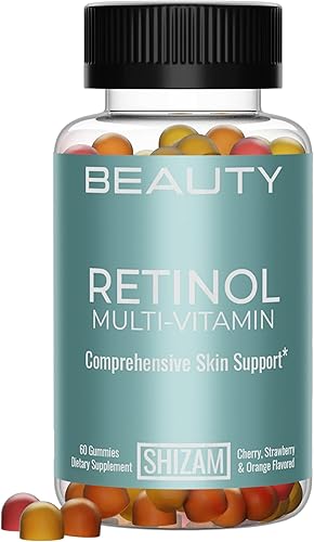 SHIZAM Gomitas de vitamina A de retinol, vitaminas gomosas para una tez clara y una piel brillante: Multi-vitamina antienvejecimiento para mujeres: