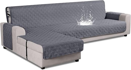 VANSOFY Polyester Upgraded Sectional Couch Covers Waterproof L Shaped Sofa Slipcover Reversible Chaise Lounge Cover for Se...