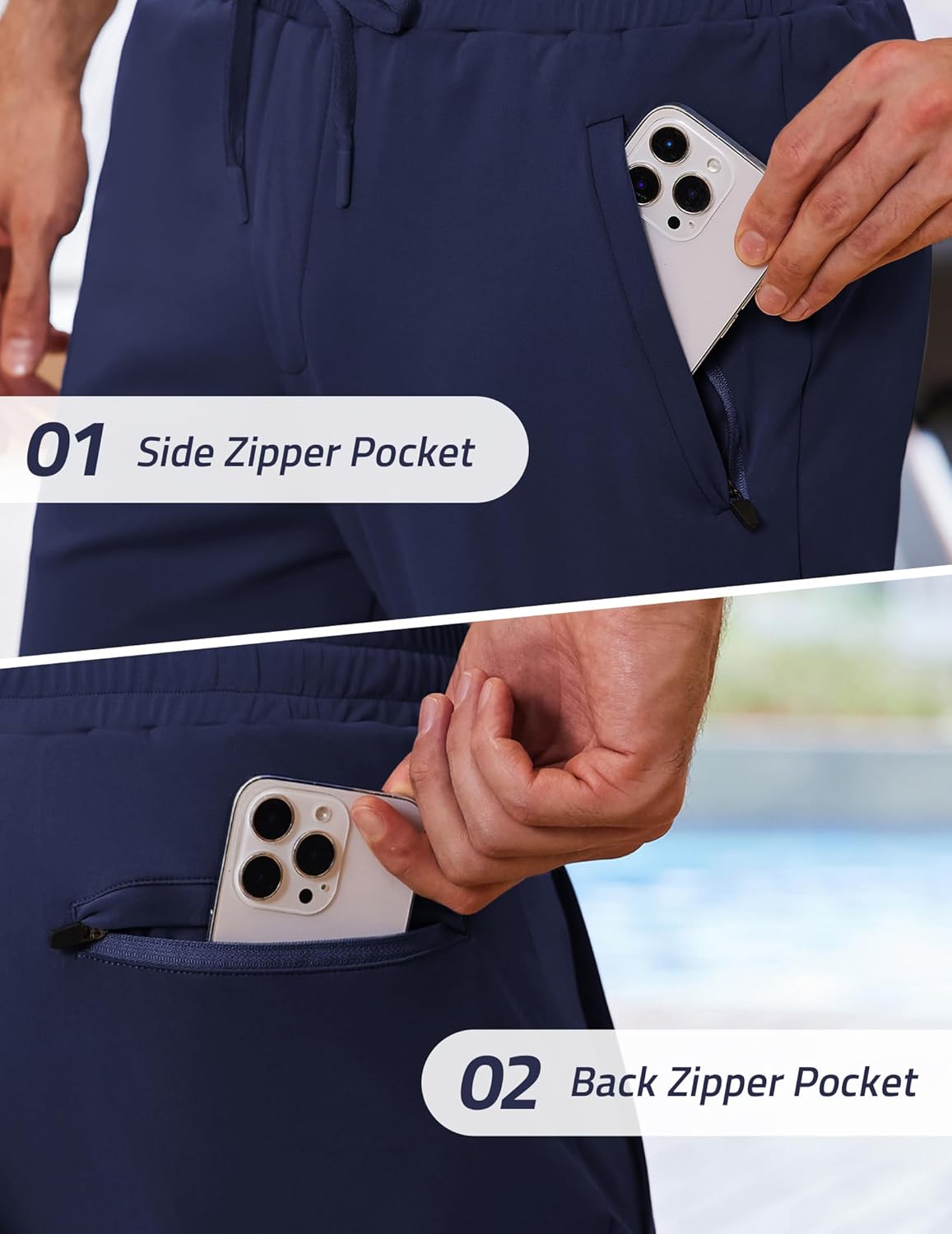 PINSPARK Mens Joggers with Zipper Pockets Lightweight Athletic Track Pants Quick Dry Workout Gym Sweatpants for Men - Image 5