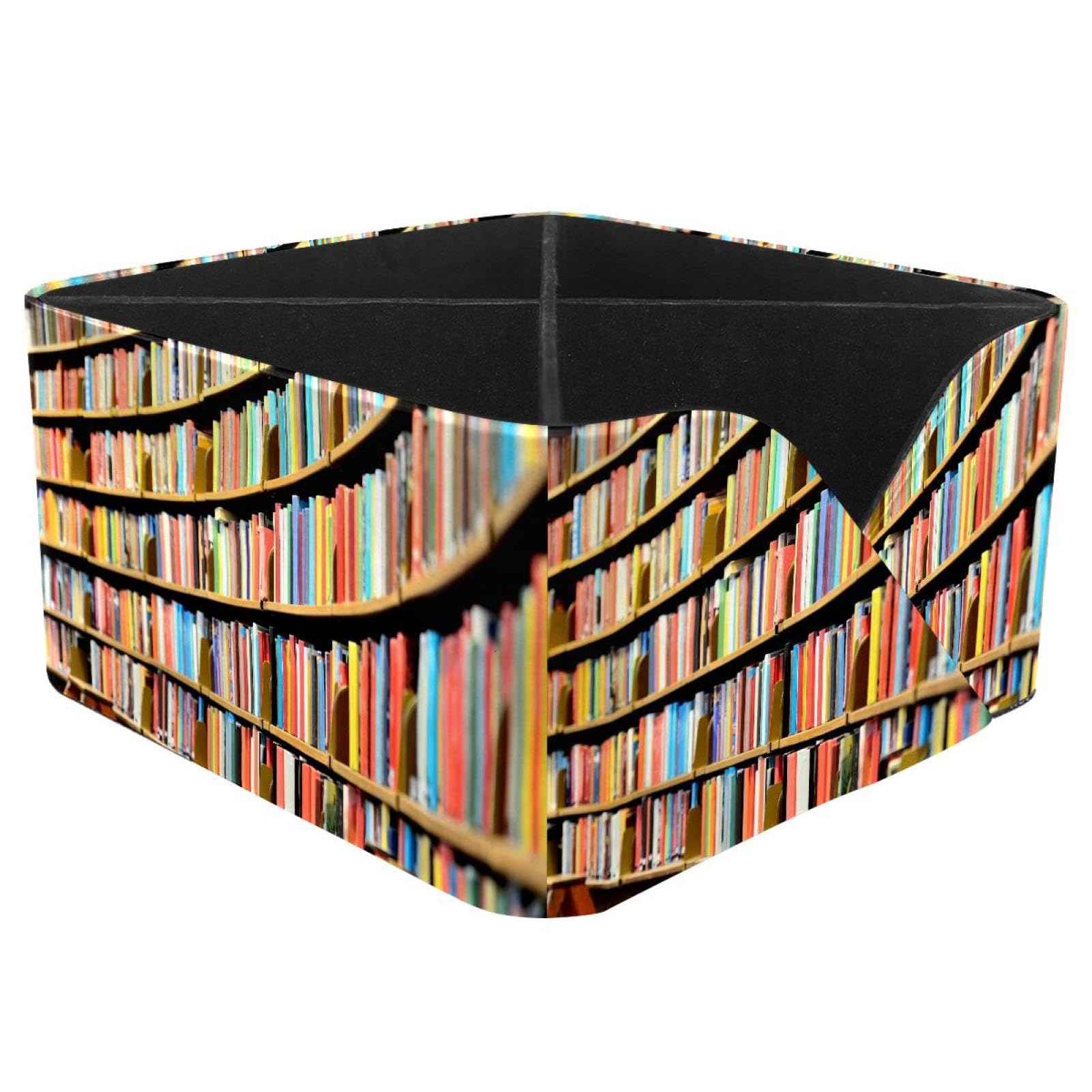 KengjuTesu Bookcase in Library Desktop Organizer Pen Holder, Rectangular Pencil Cup for Office, Study and Makeup Stations