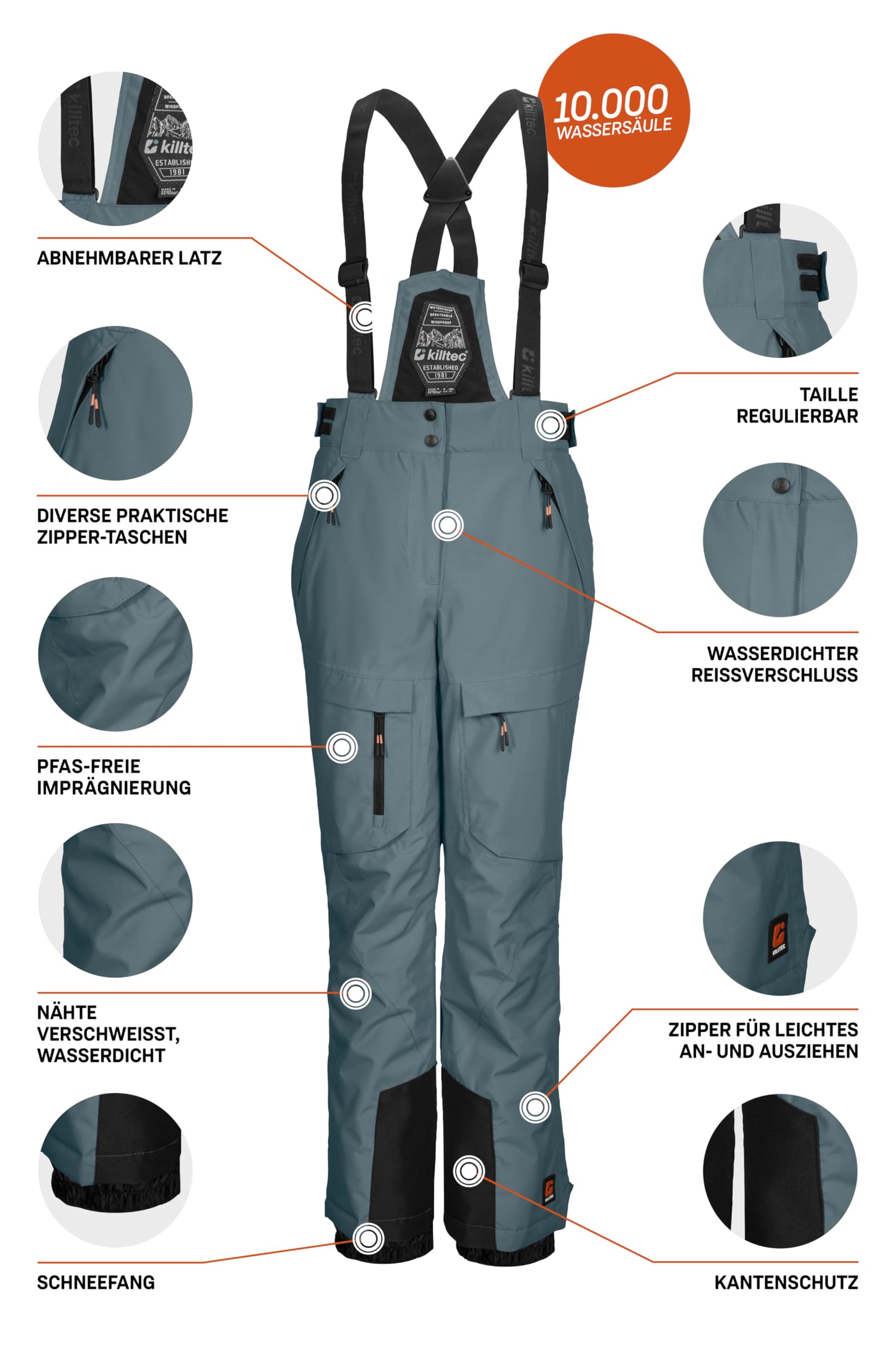 Killtec Jungen Skihose/Funktionshose mit abzippbarem Latz, Schneefang und Kantenschutz Ksw 204 Bys Ski Pnts