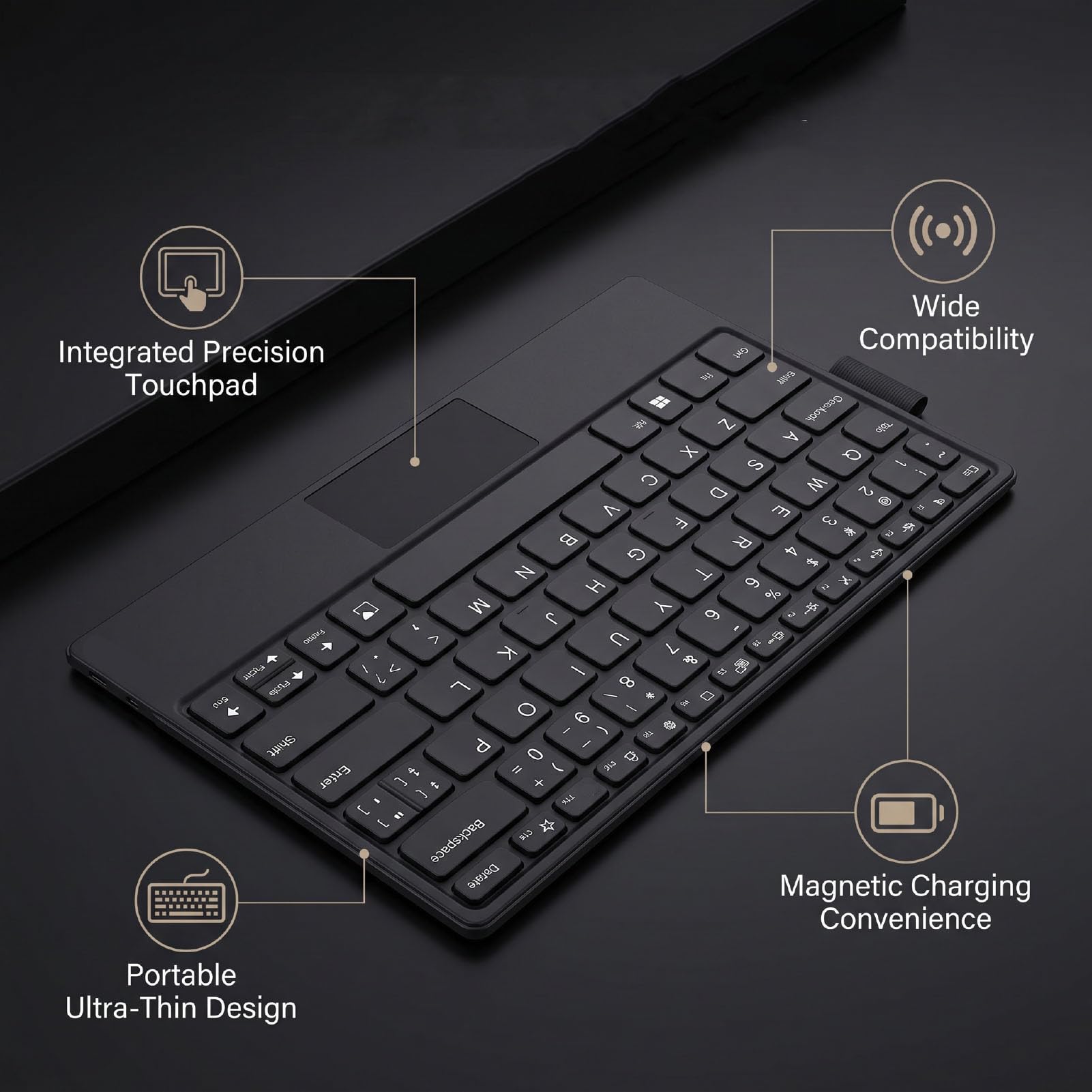 Chrees Clavier Bluetooth Pavé Tactile Portable Chargement Magnétique