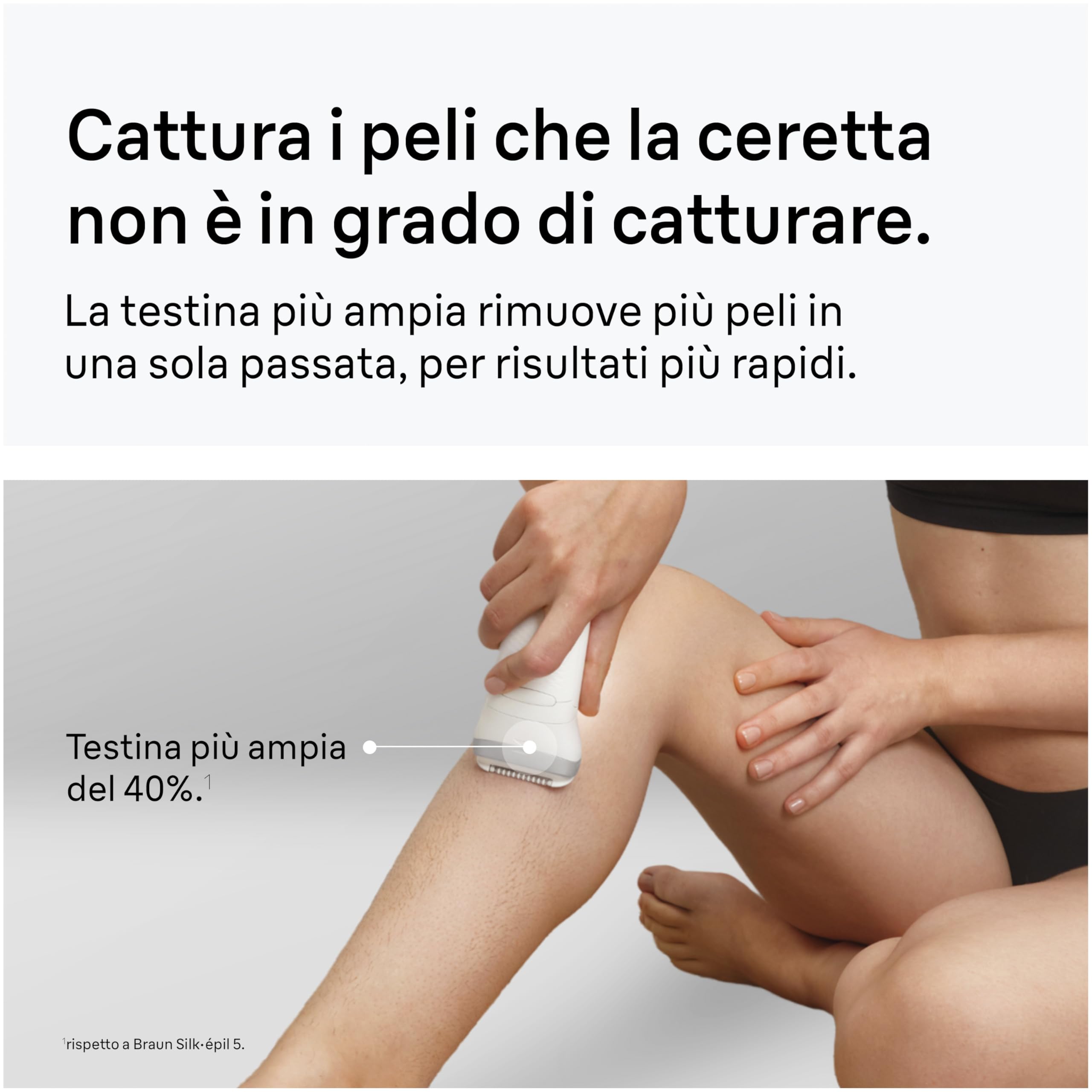 Braun Silk Epil 7 Epilatore Elettrico Donna Con Testina Ampia Per Facile Rimozione Peli, Rasoio Elettrico Donna, Wet&Dry, Pelle Liscia A Lungo, Con Testina Radente, Cappuccio Regolatore,7-030,Argento