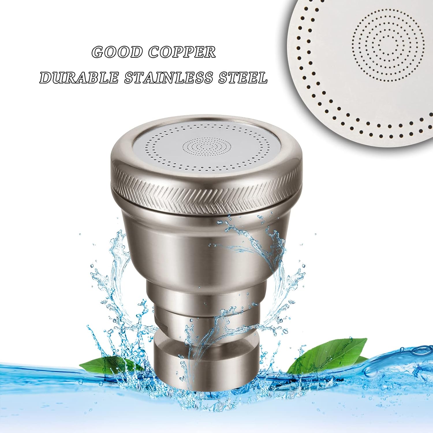 Kitchen Faucet Head 360° Rotatable Soild Brass Faucet Sprayer Head Replacement 3 Modes Anti-Splashing and Water-saving Faucet Sprayer Head for Kitchen and Bathroom(Solid brass)