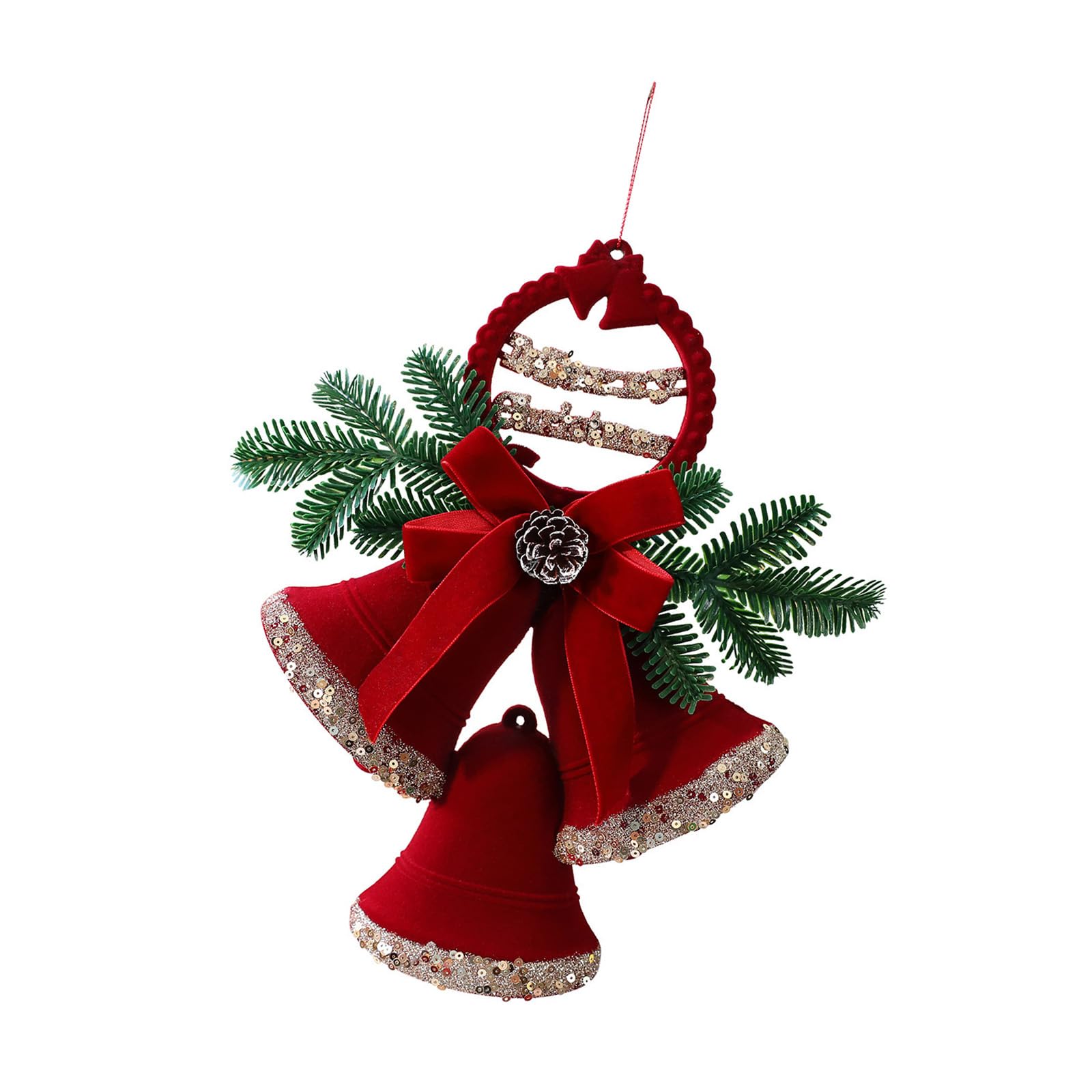 Tsophreniq Shatterproof Velvety Bells Hanging Ornament Christmas Bells Decorations for Tree Wreath Mantel Window Decorations
