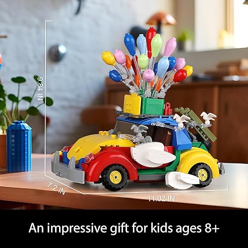 Miniatura 6 de Sillbird Juego de juguetes de construcción de autos con globo de escarabajo para niños, juguetes creativos de regalo de Navidad STEM para niñas y