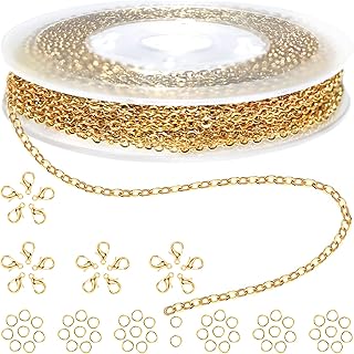 33ft Gold Chain for Jewelry Making Non-Tarnish 18K Gold Plated Stainless Steel Jewelry Chain for Jewelry Making Findings Supplies for Valentines Day Necklaces Earrings Bracelets DIY Crafts - 2mm Links